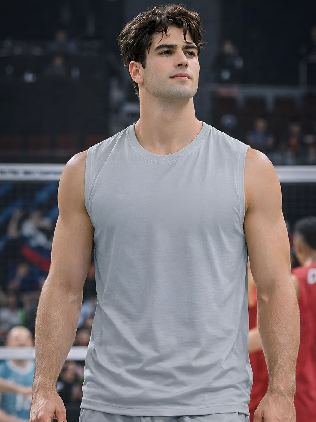 Friskers Mens Grey Sleeveless Round Neck Tshirts - view 1