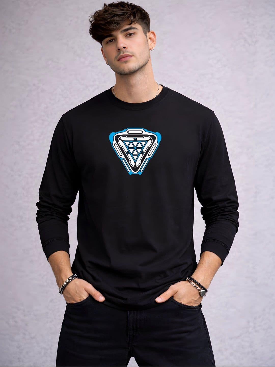 Be Crazy Graphic Printed Round Neck Full Sleeves Cotton T-shirt - view 1