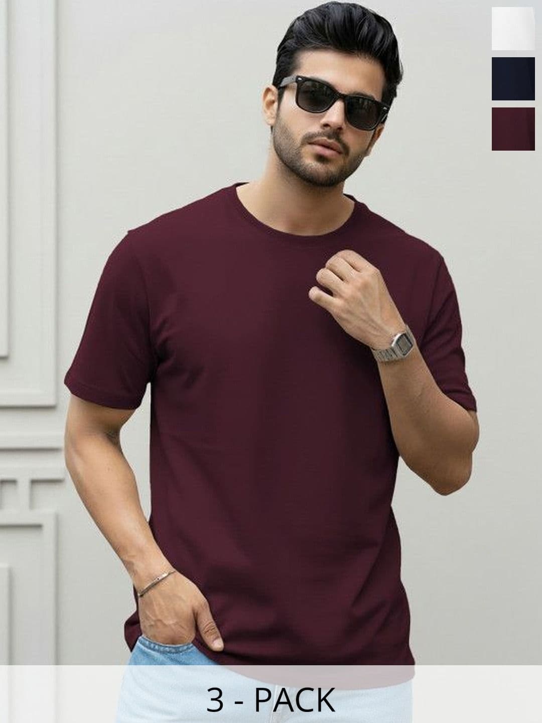 SZN Solid Men Round Neck Multicolor Tshirts - view 1