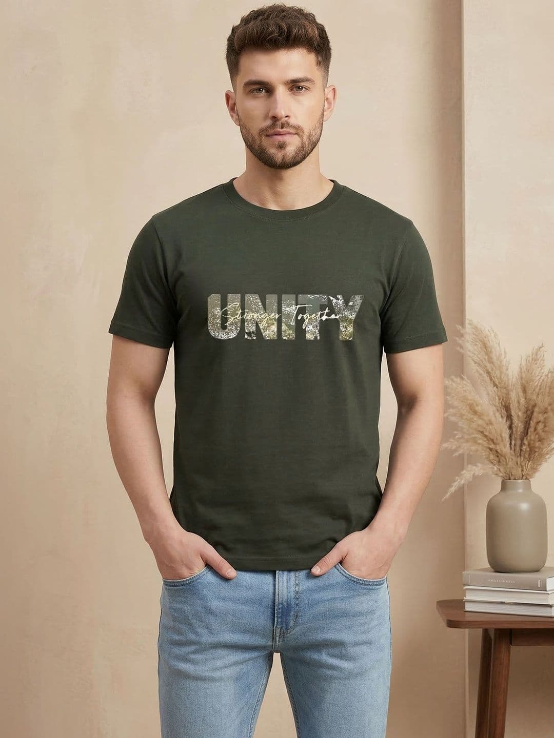 The Roadster Lifestyle Co Printed Pure Cotton Round Neck Tshirt - view 1
