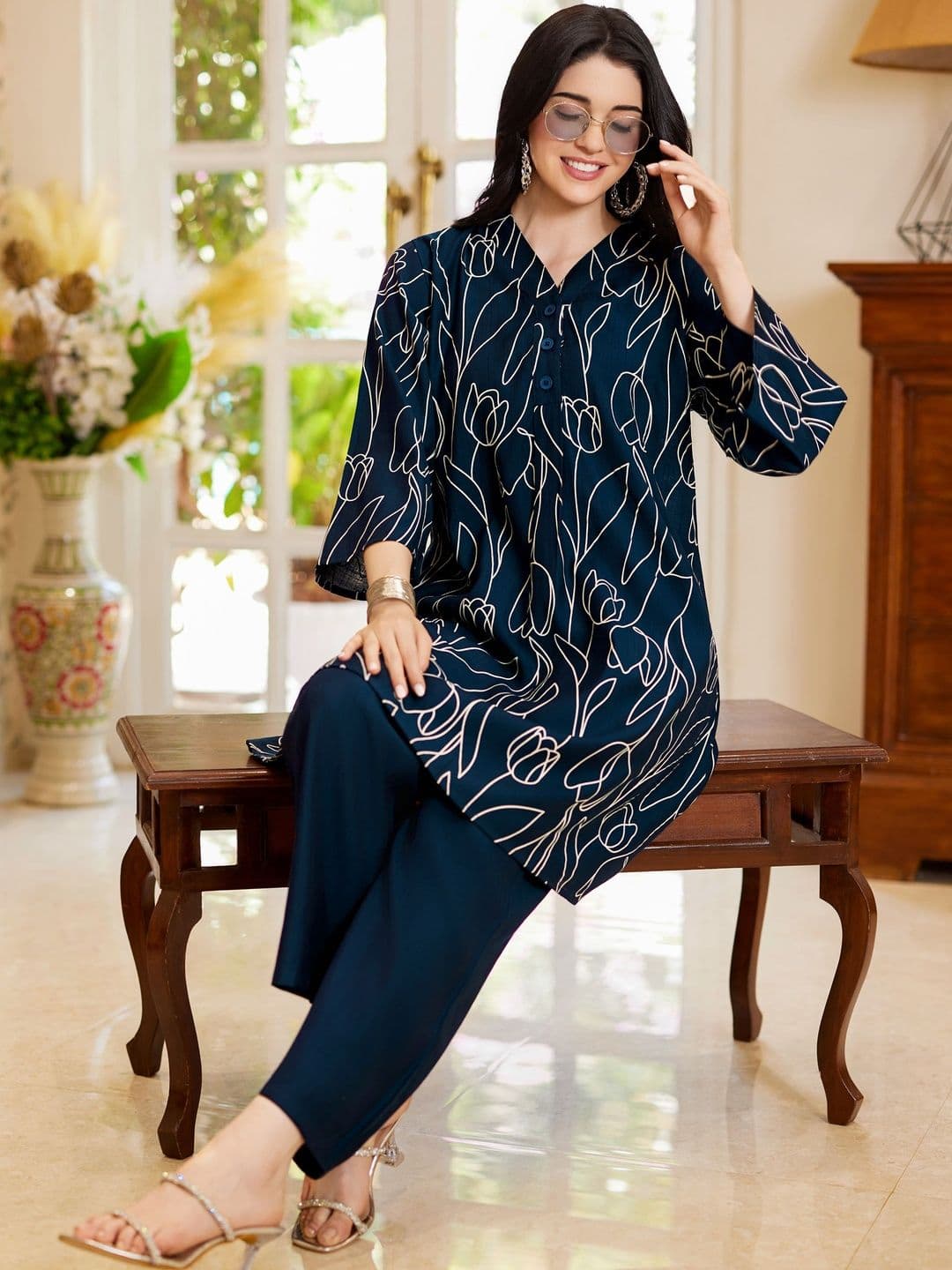 vedn Printed Top with Trousers - view 1