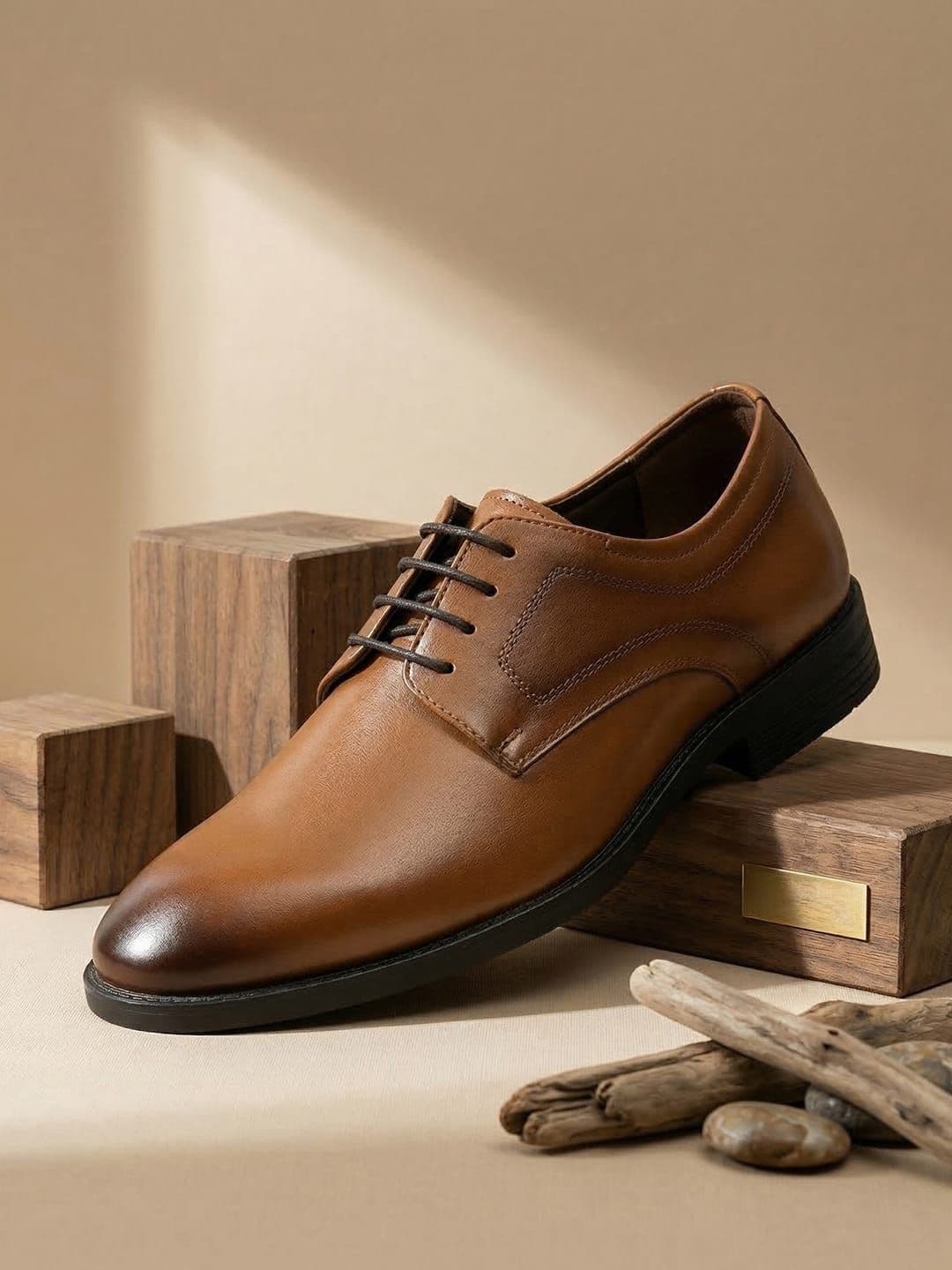 House of Pataudi Leather Round Toe Lace-Ups Derbys Formal Shoes - view 1