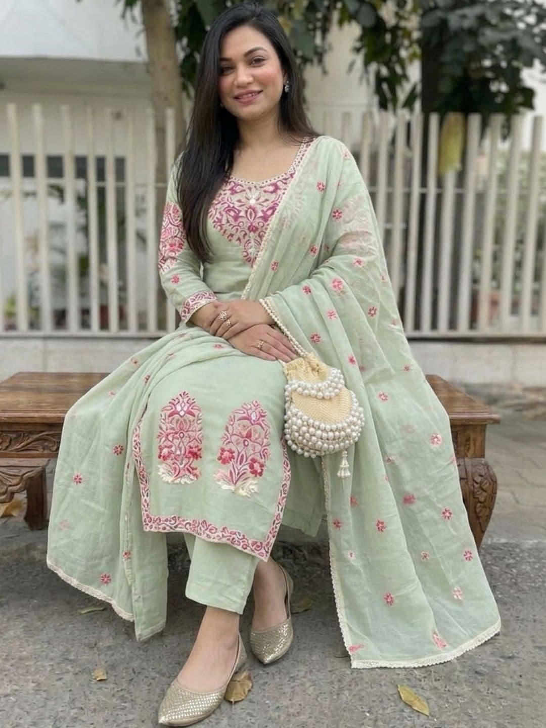 Anni Designer Women Embroidered Regular Kurta with Trousers & With Dupatta - view 1