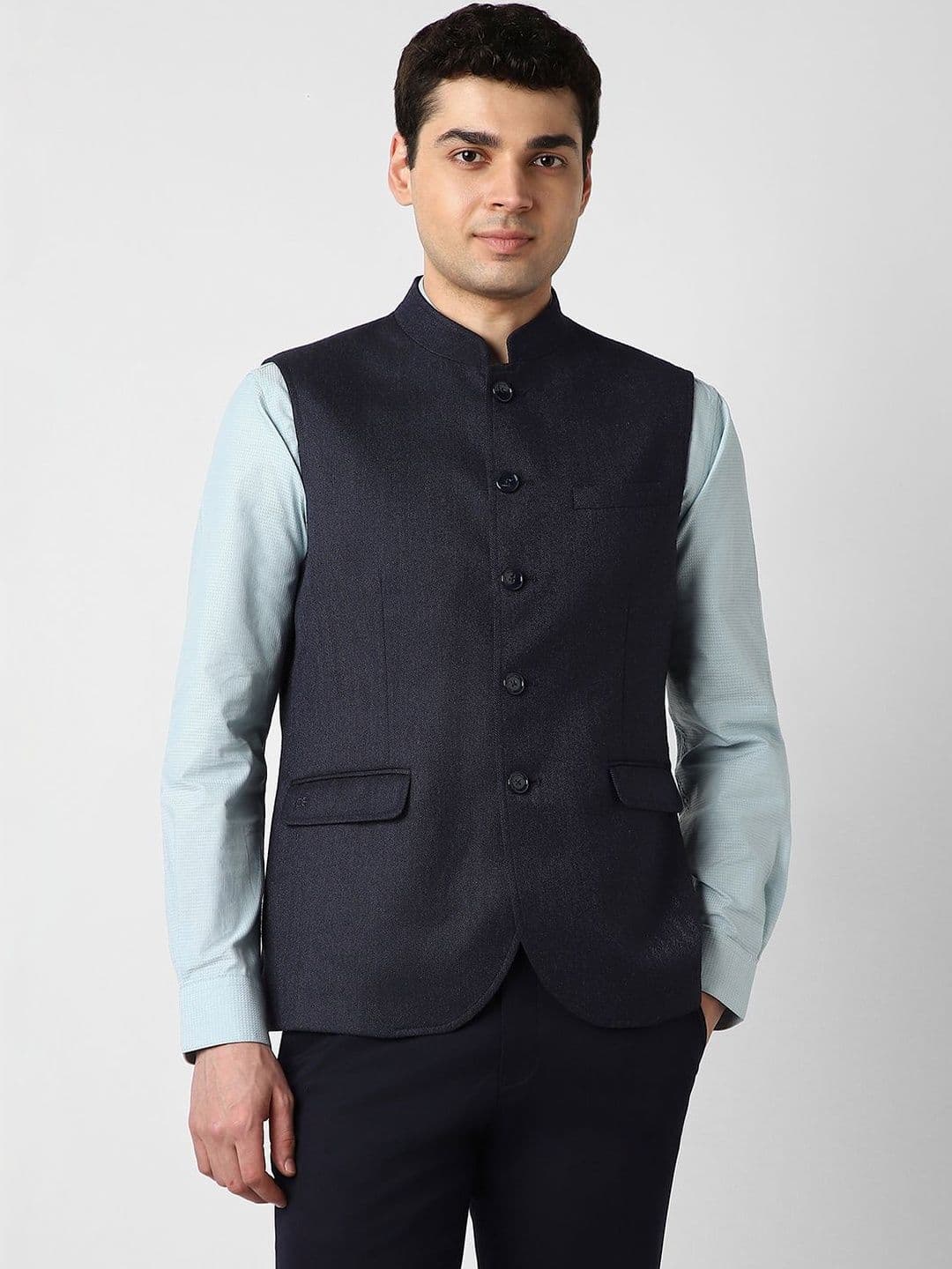 Peter England Elite Polyviscose Woven Nehru Jackets - view 1