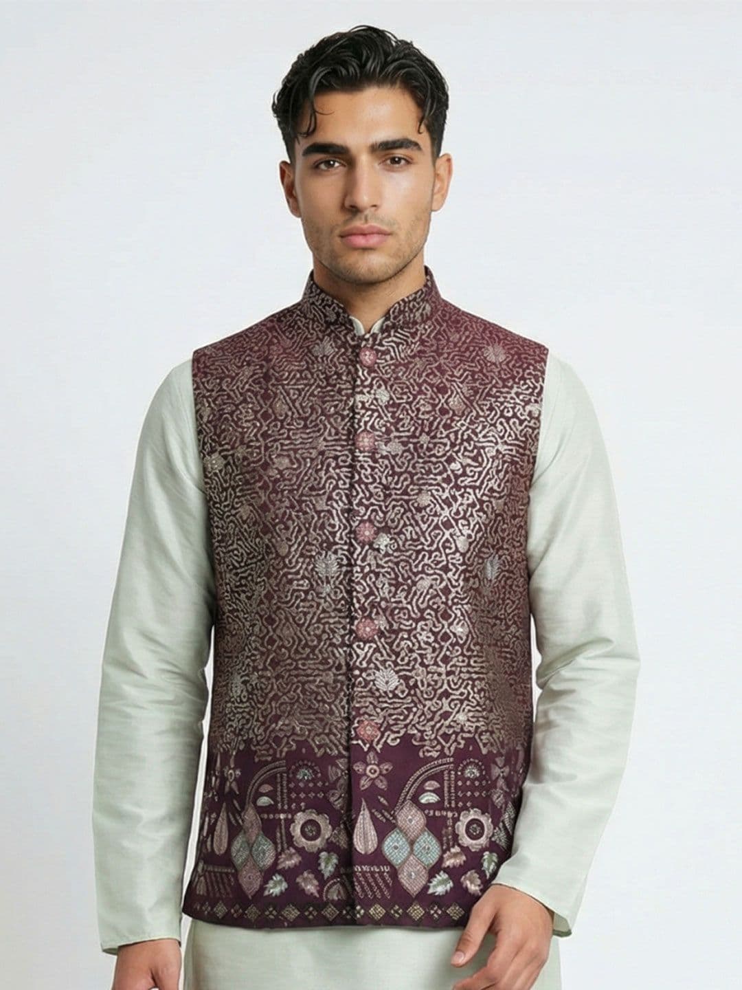 HERE&NOW Woven Design Nehru Jackets - view 1