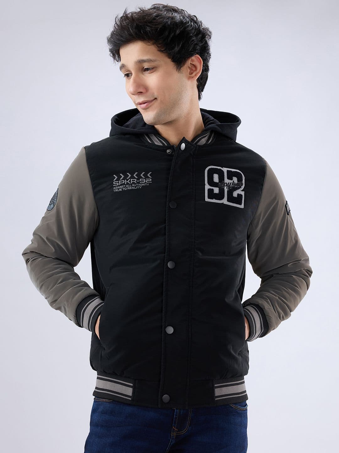 SPYKAR Colourblocked Bomber With Patchwork Jacket - view 1