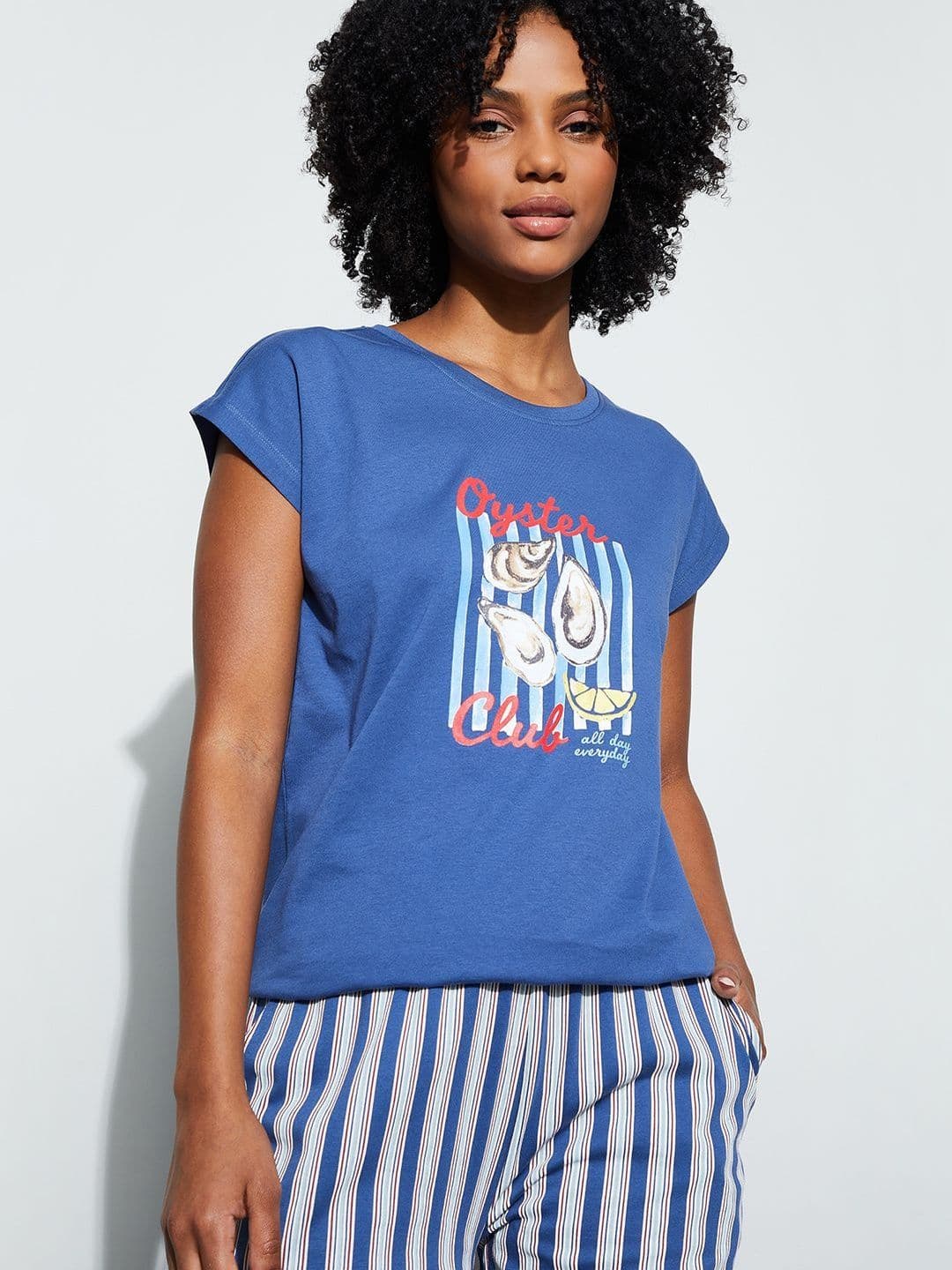 Ginger by Lifestyle Printed Cotton Round Neck Lounge T-Shirt - view 1