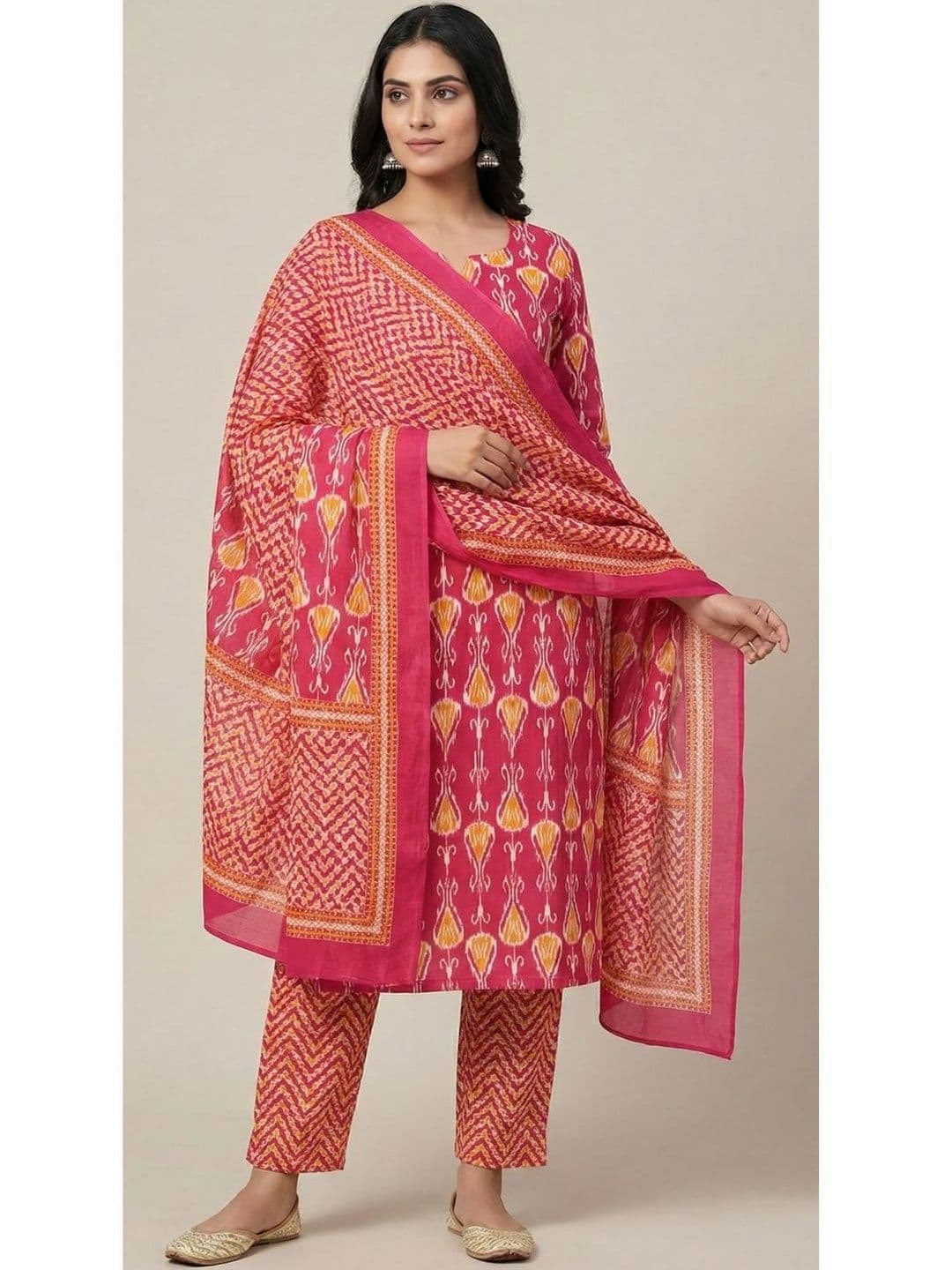 DRAVINAM Trends Jaipuri Cotton Unstitched Salwar Suit Dress Material - view 1