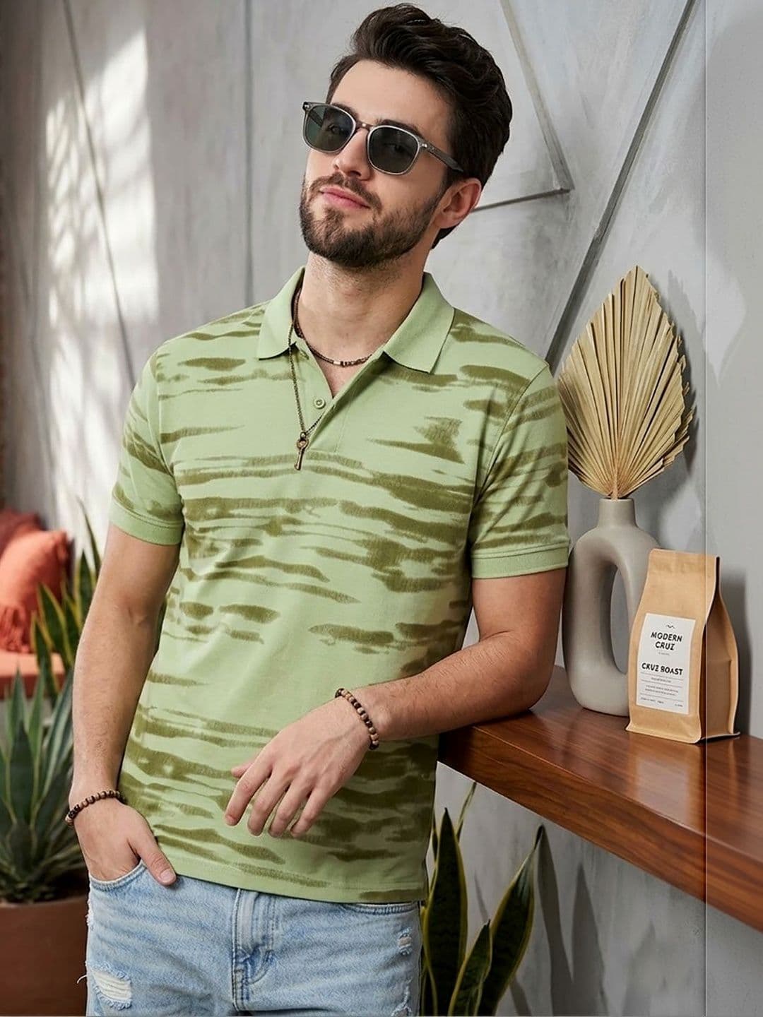 CLOUD COTTON Men Printed Polo Collar T-shirt - view 1