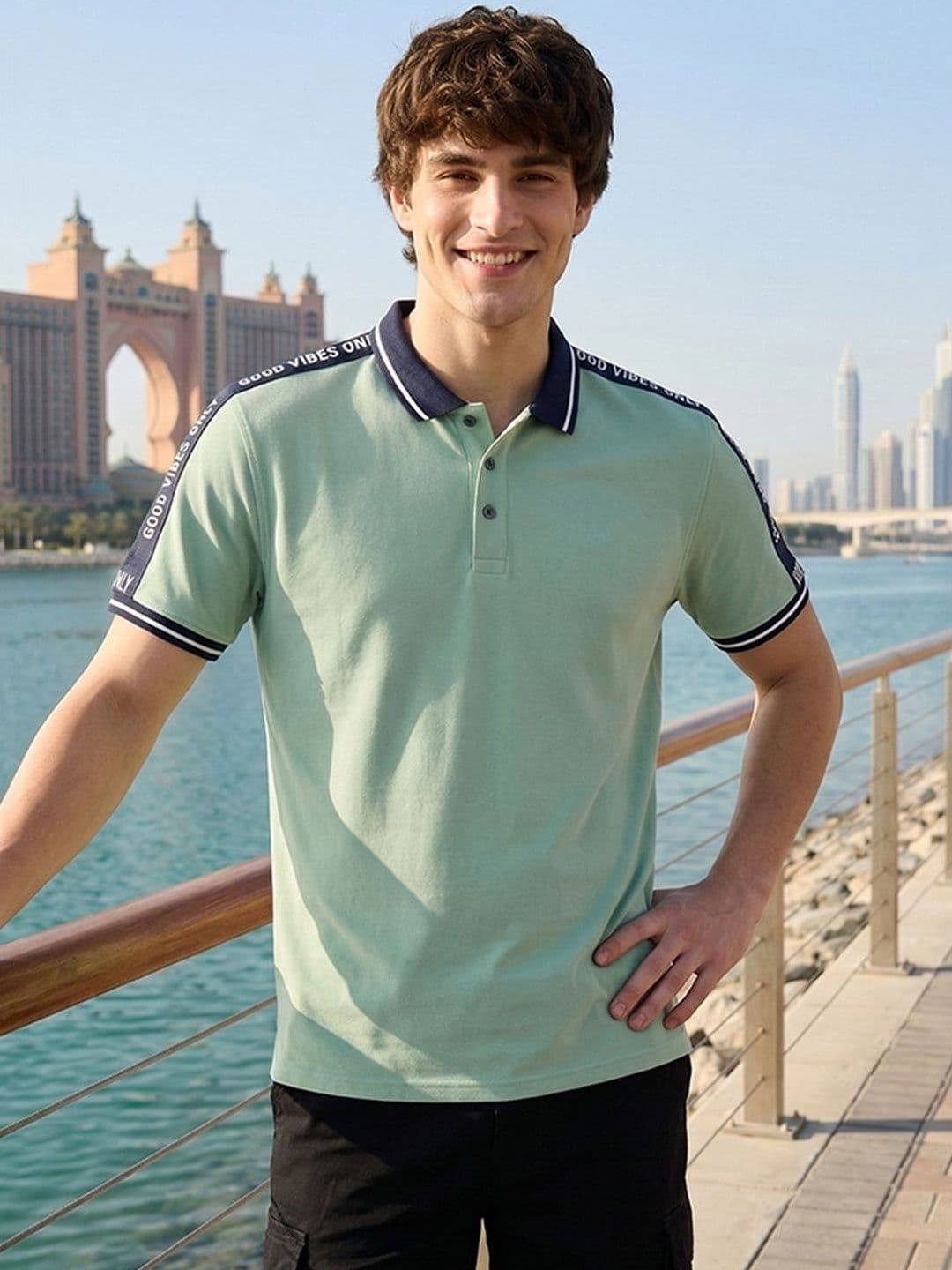 STEVE STATUS Men Polo Collar T-shirt - view 1
