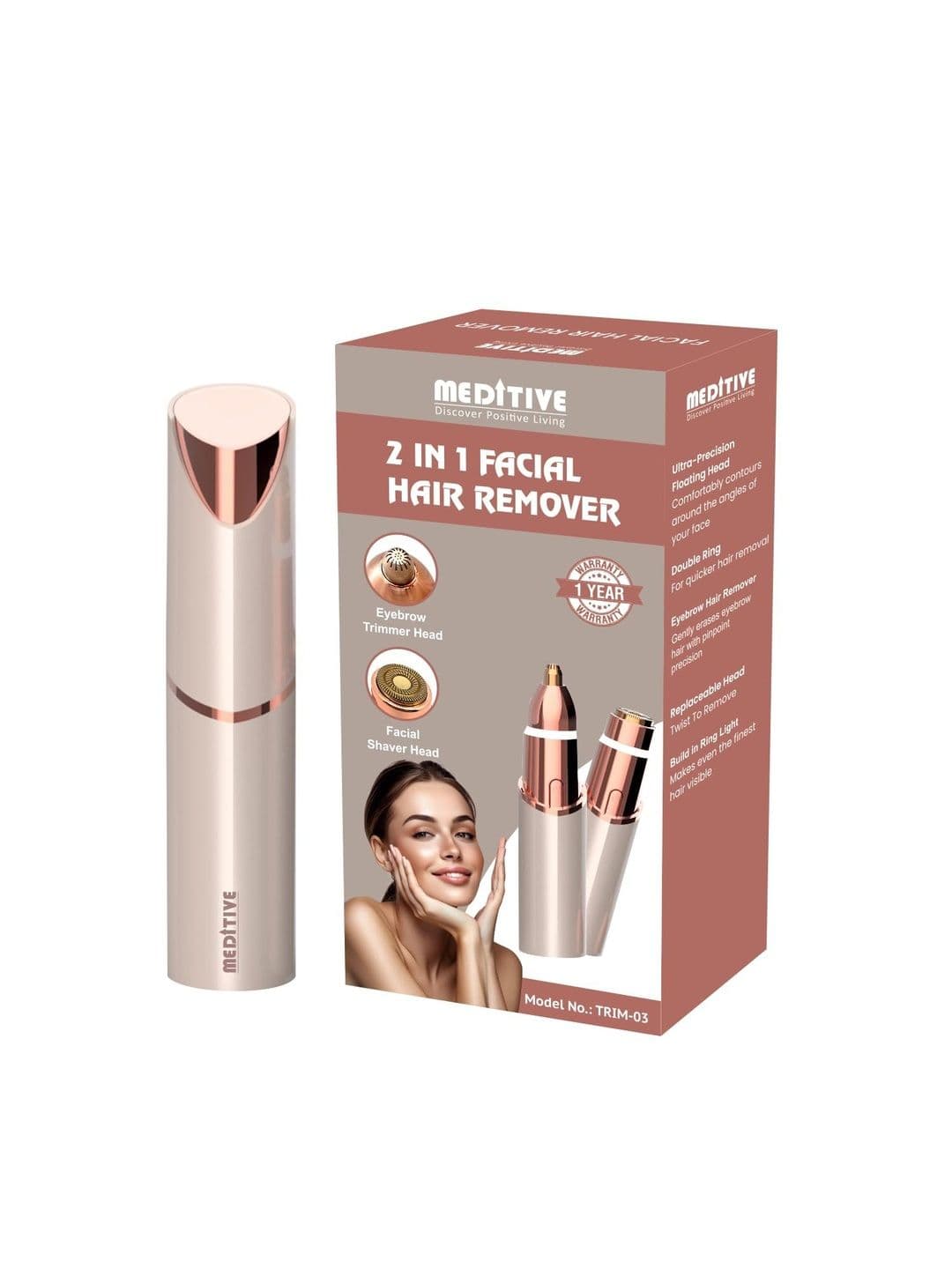 MEDITIVE 2 In 1 Women Facial Hair Remover & Eyebrow Trimmer - view 1