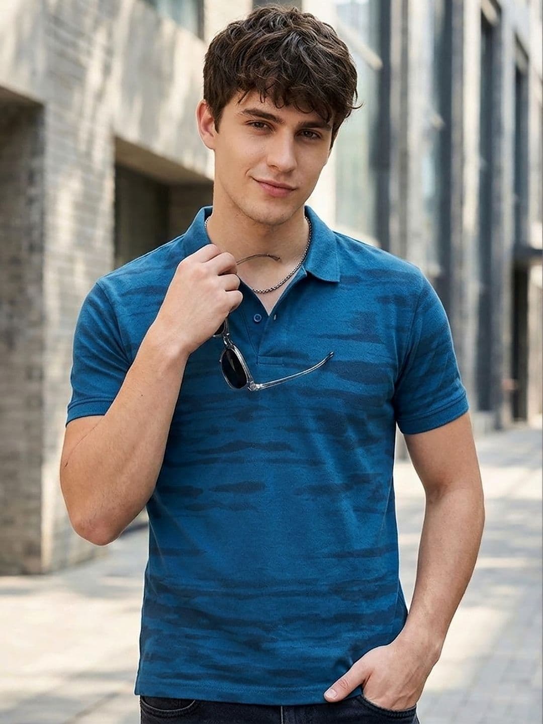 CLOUD COTTON Men Printed Polo Collar T-shirt - view 1