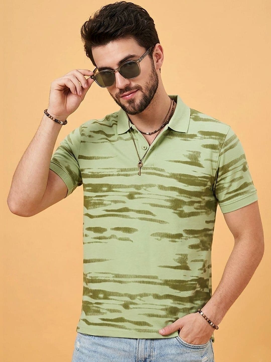 CLOUD COTTON Men Printed Polo Collar T-shirt - view 1