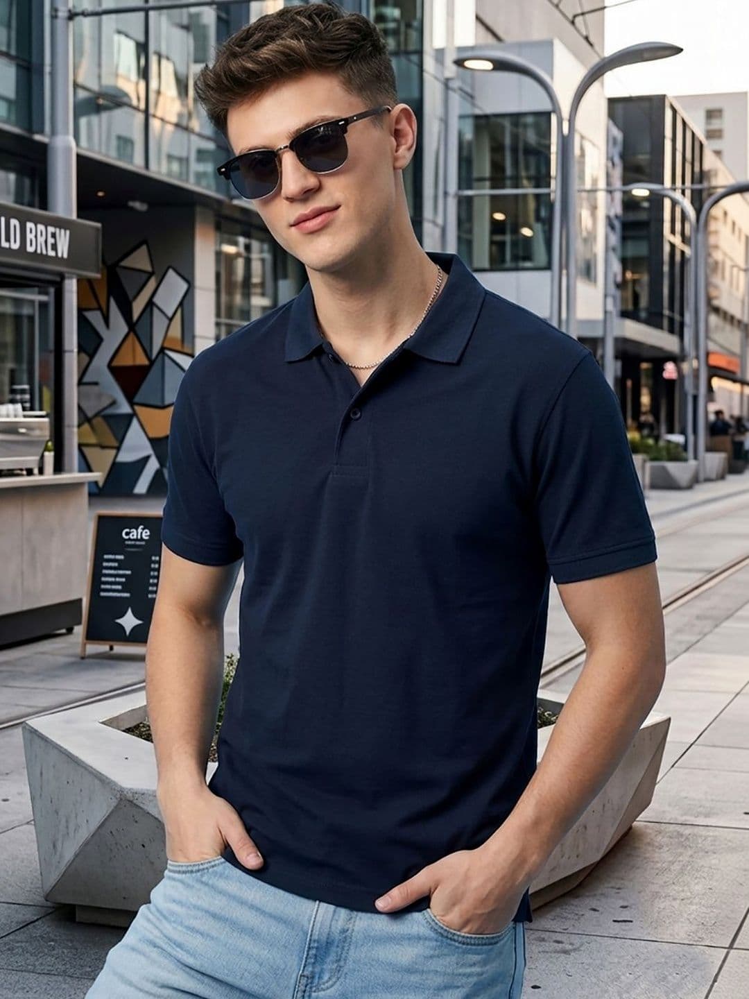 CLOUD COTTON Men Polo Collar T-shirt - view 1
