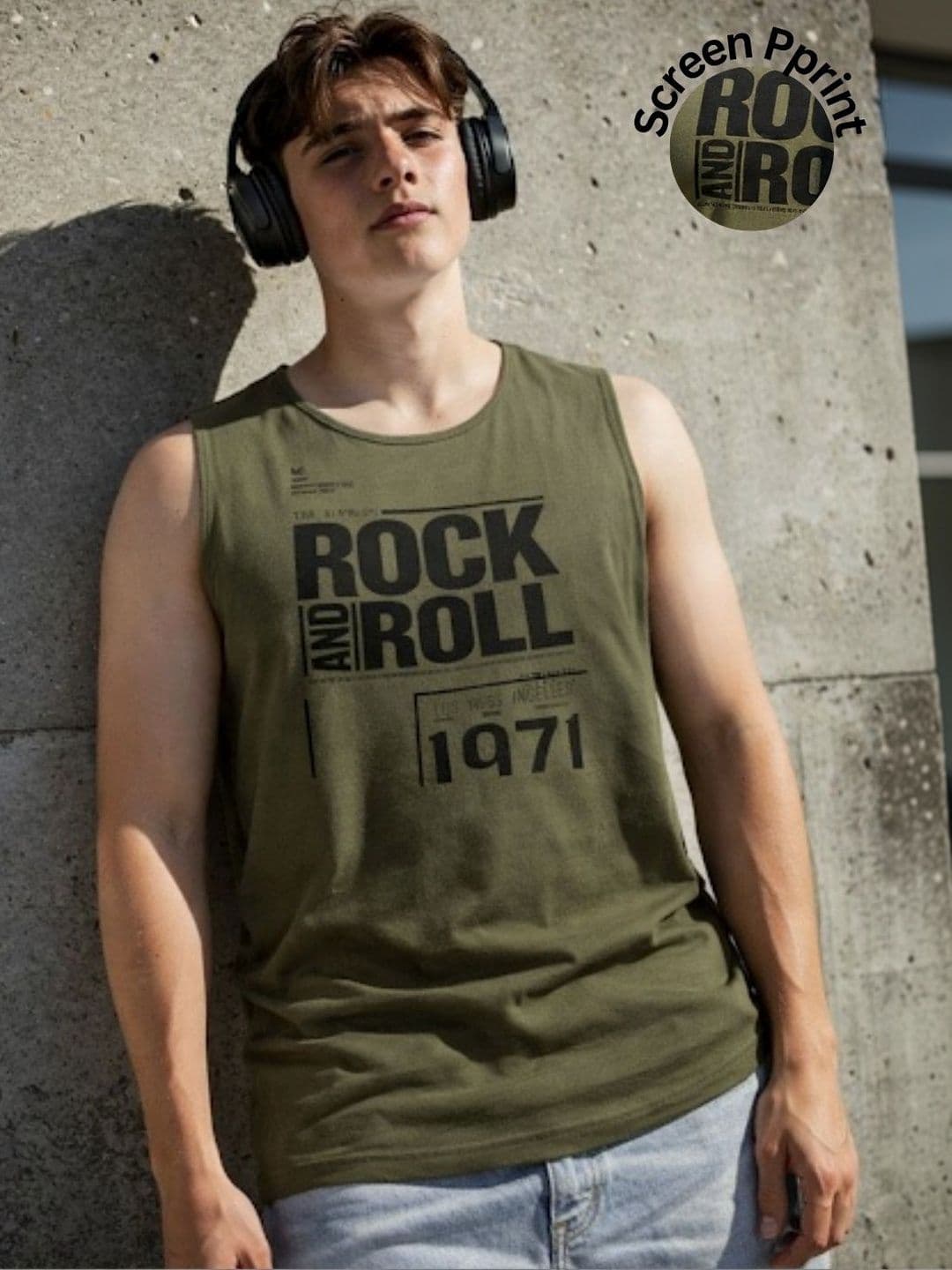 Rigo Printed Cotton Gym Vest - view 1