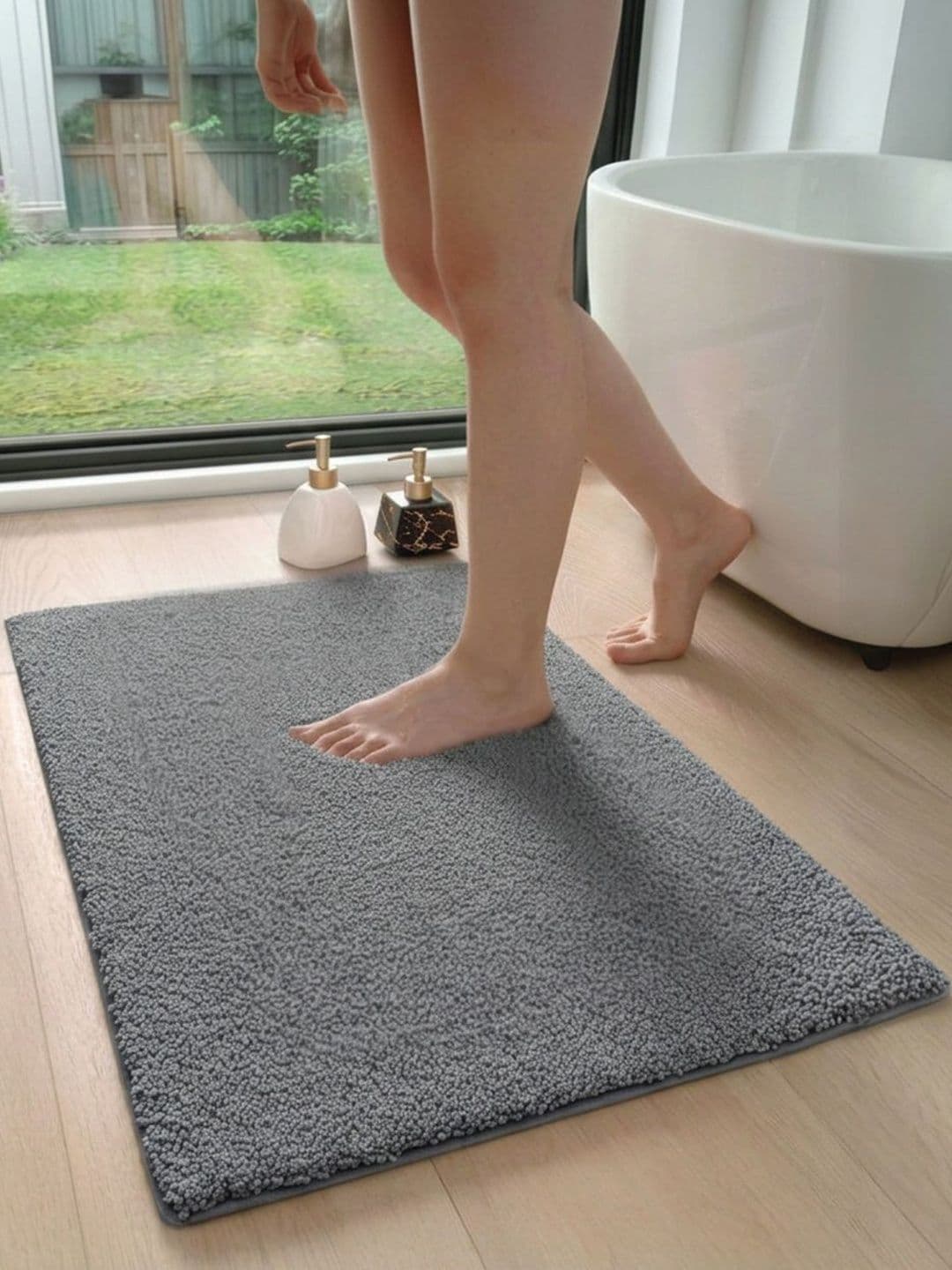 Dryspun Grey Anti-Skid Bath Rugs - view 1