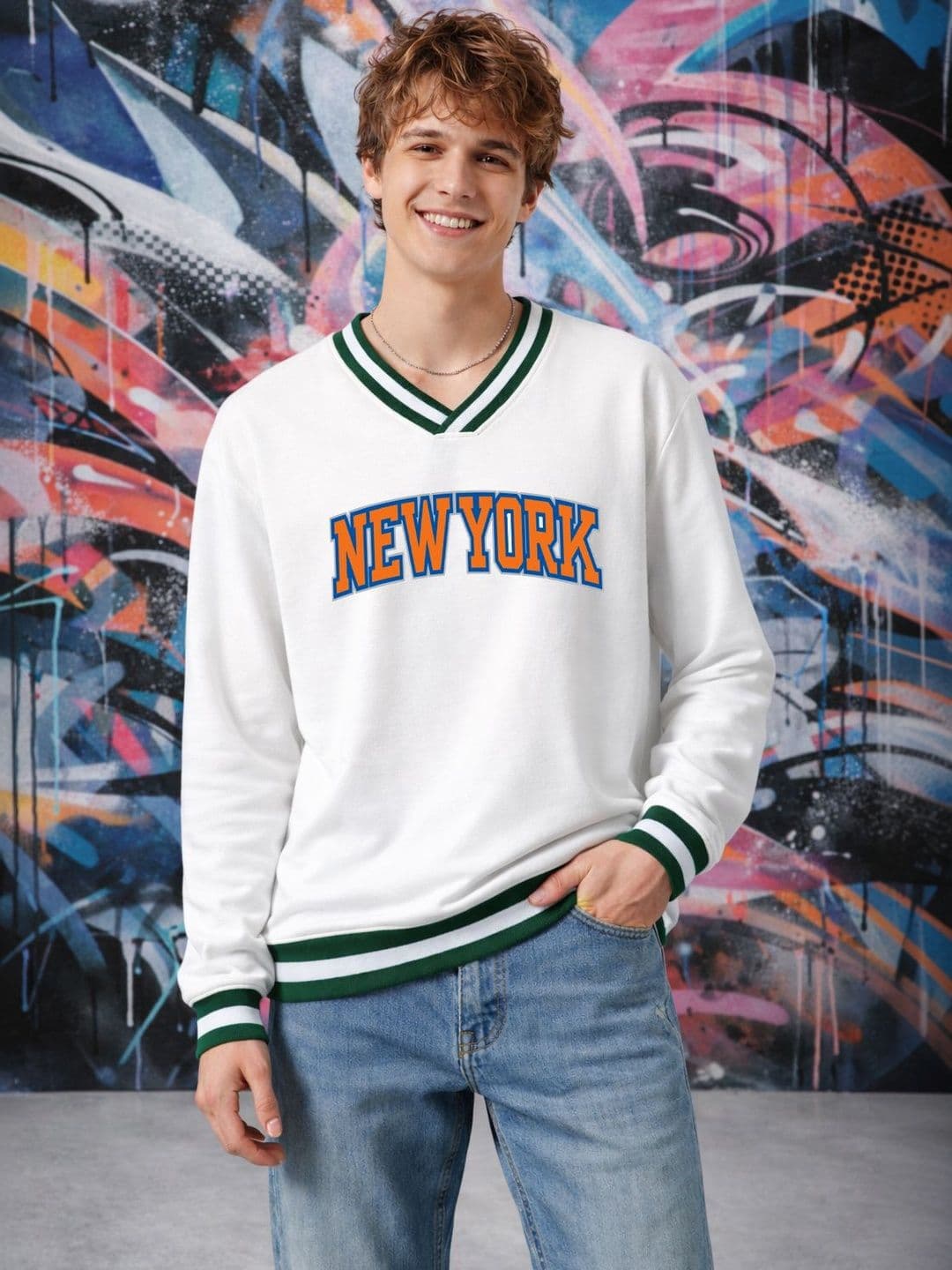 Mast & Harbour Men Typography Printed V-Neck T-shirt - view 1