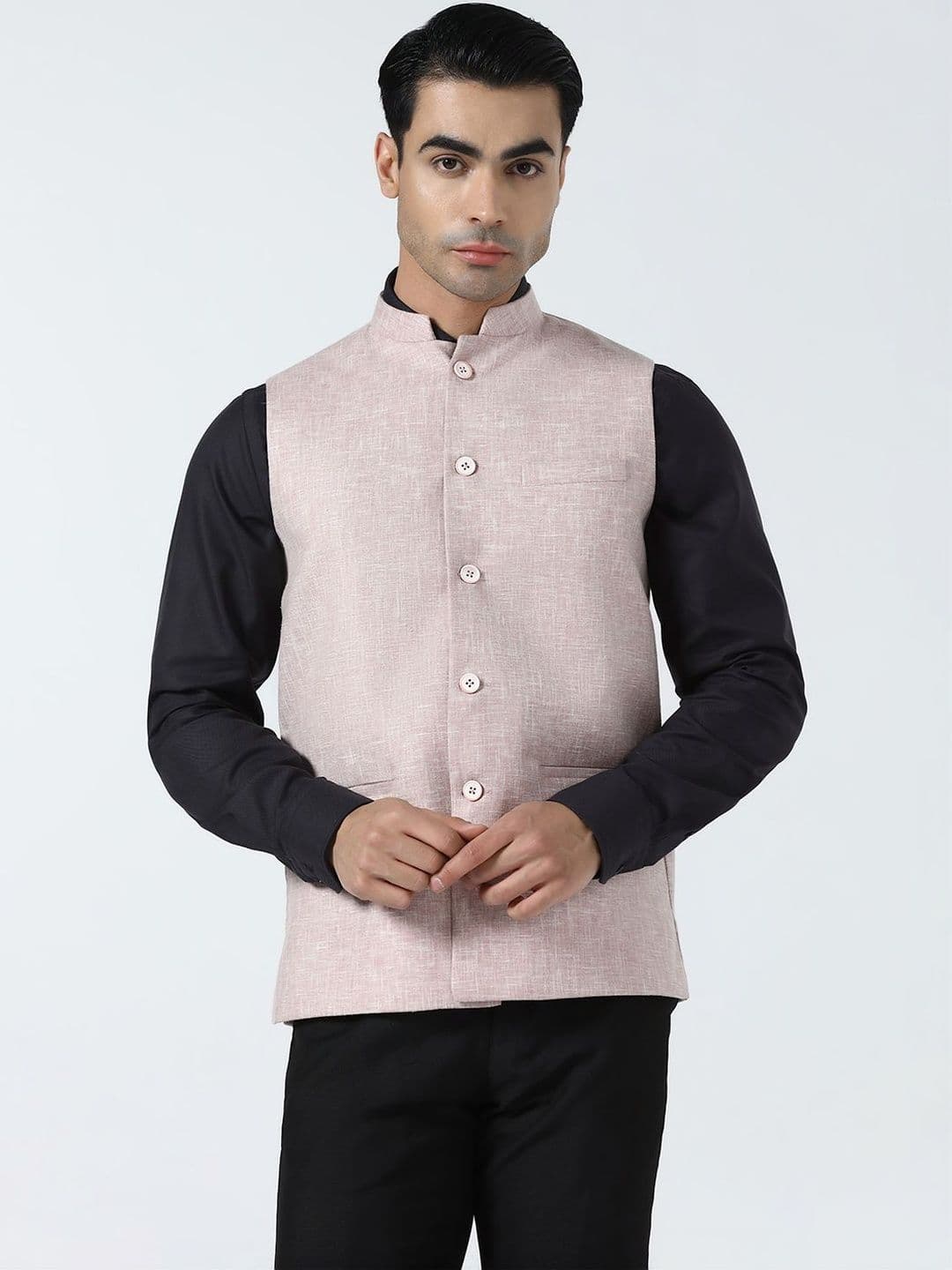 TAHVO Linen Woven Nehru Jackets - view 1