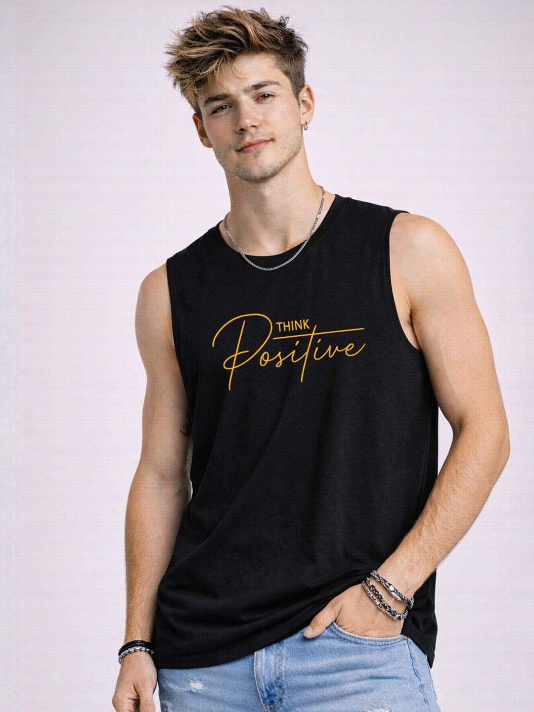 Mast & Harbour Printed Round Neck Cotton Tank Innerwear Vest - view 1