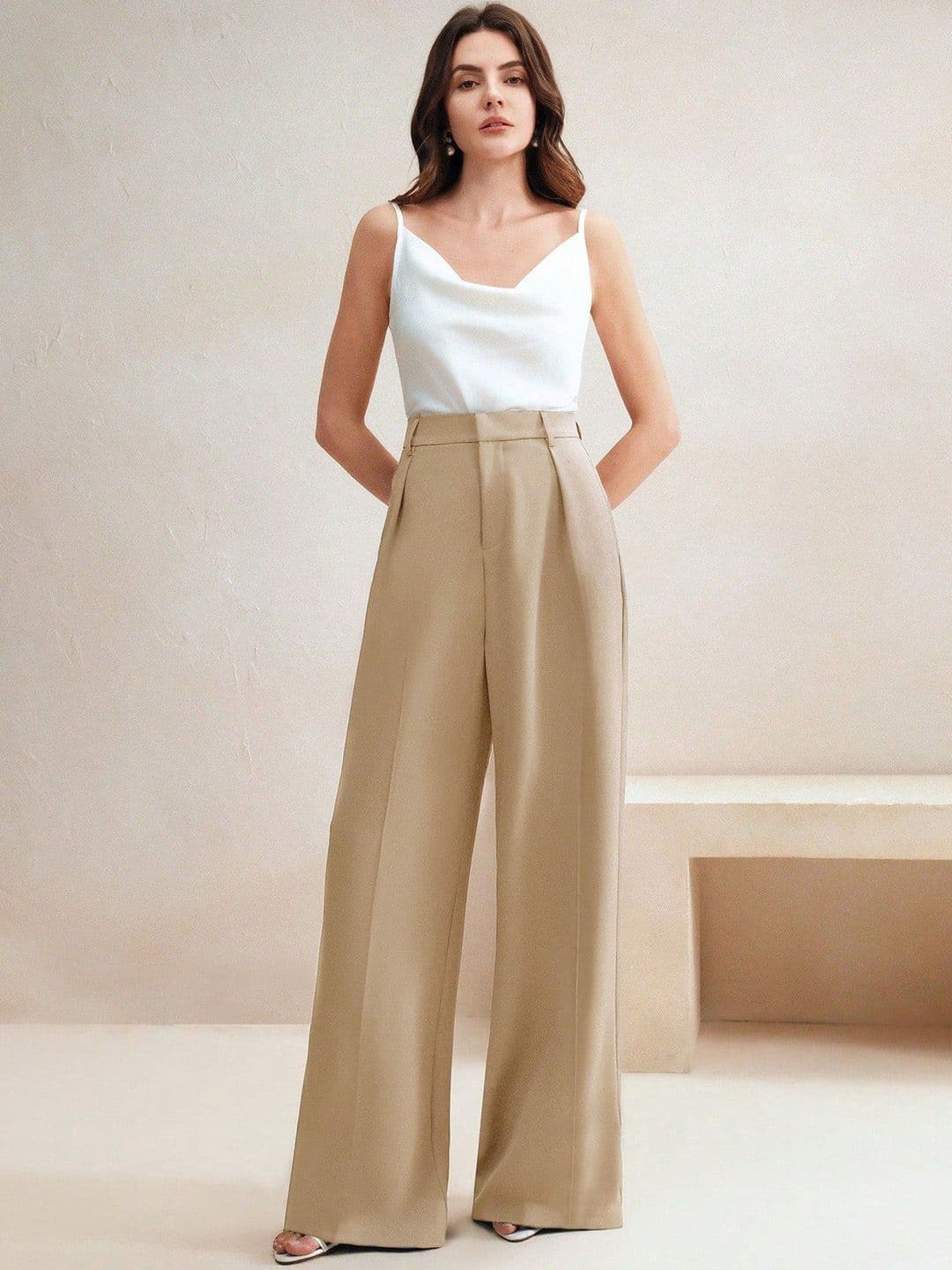 Kotty Women Straight Fit High-Rise Easy Wash Pleated Trousers - view 1