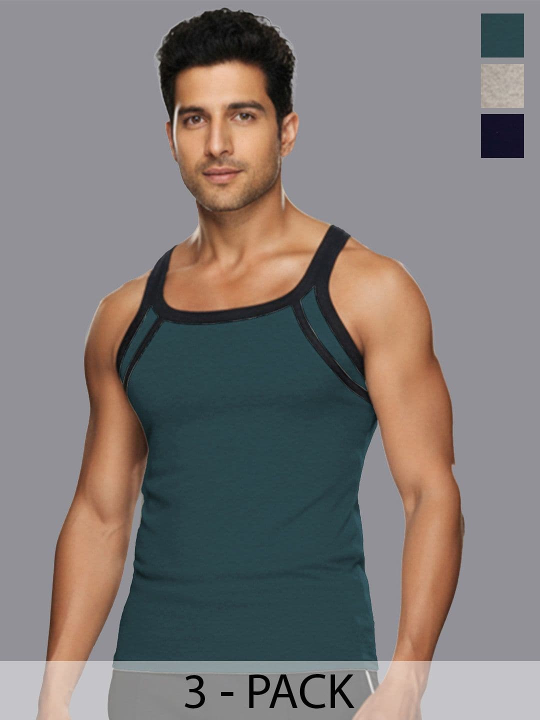 MACHO Pack of 2 Assorted Cotton Blend Gym Vest - view 1