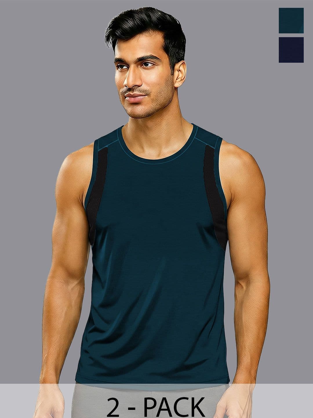 MACHO Pack of 2 Assorted Cotton Blend Gym Vest - view 1
