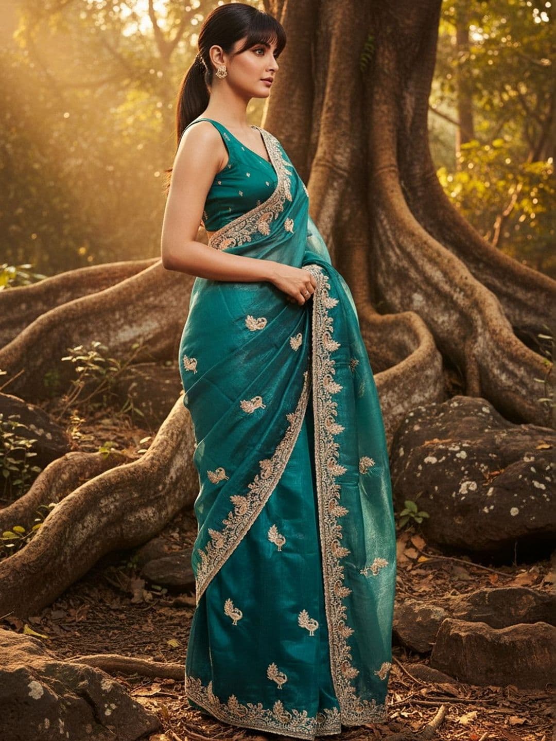 FABLAND Kalamkari Zari Tissue Saree - view 1