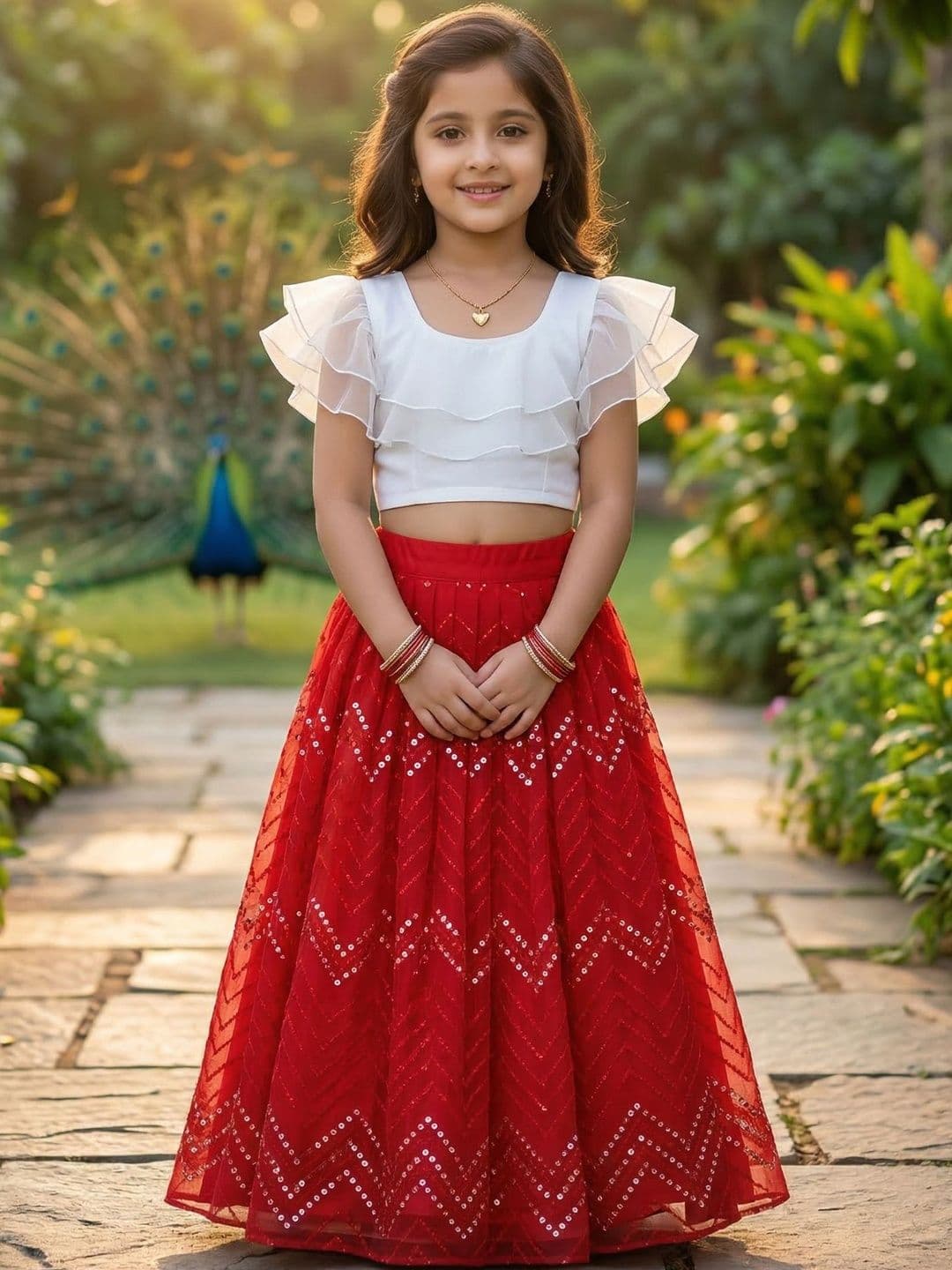 KALINI Girls Embellished Sequinned Ready to Wear Lehenga & Top - view 1