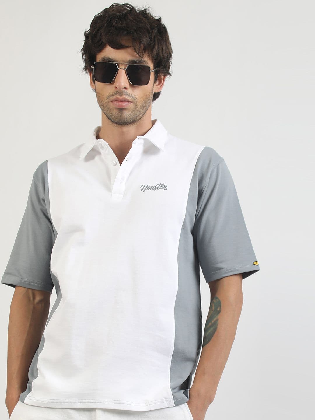 Maniac Men Brand Logo Colourblocked Polo Collar T-shirt - view 1