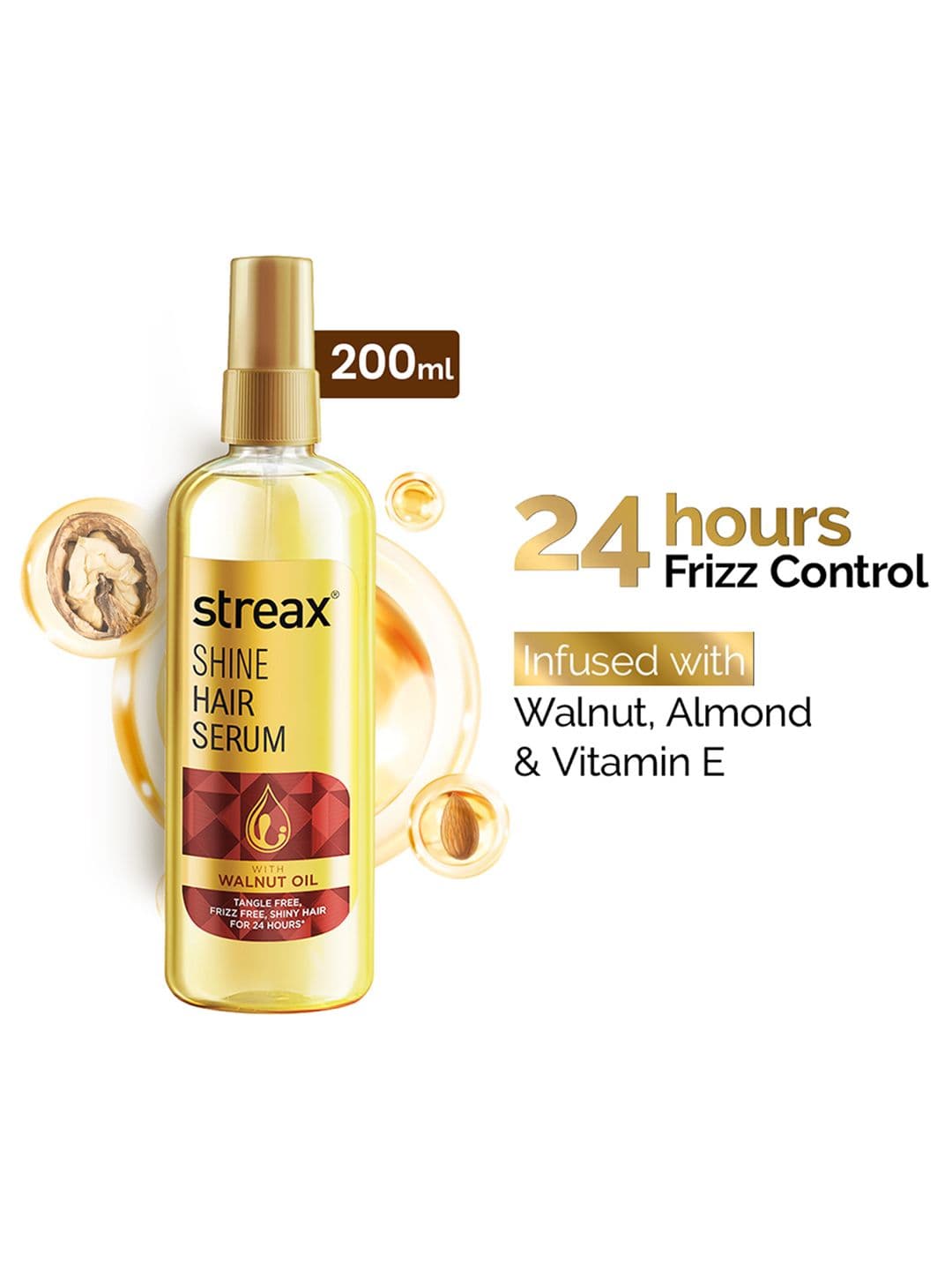 Streax Smoothening & Shine Hair Serum Vitalised with Walnut Oil & Vitamin E - 200ml - view 1