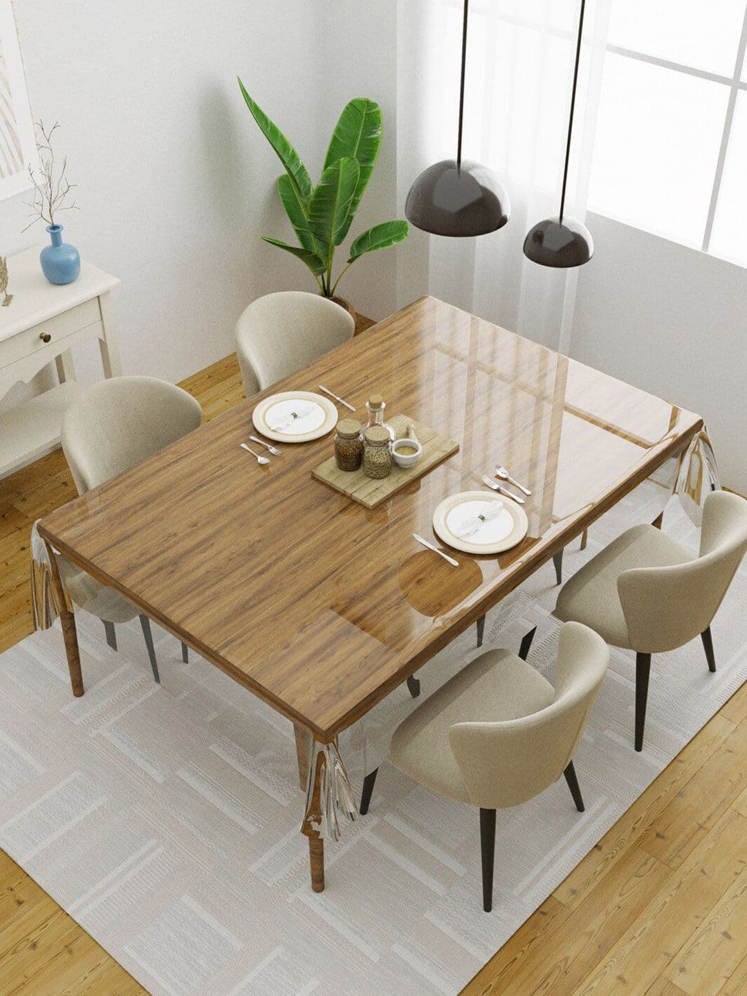 Clasiko Transparent Solid 4 SeateR Dining Table Covers - view 1