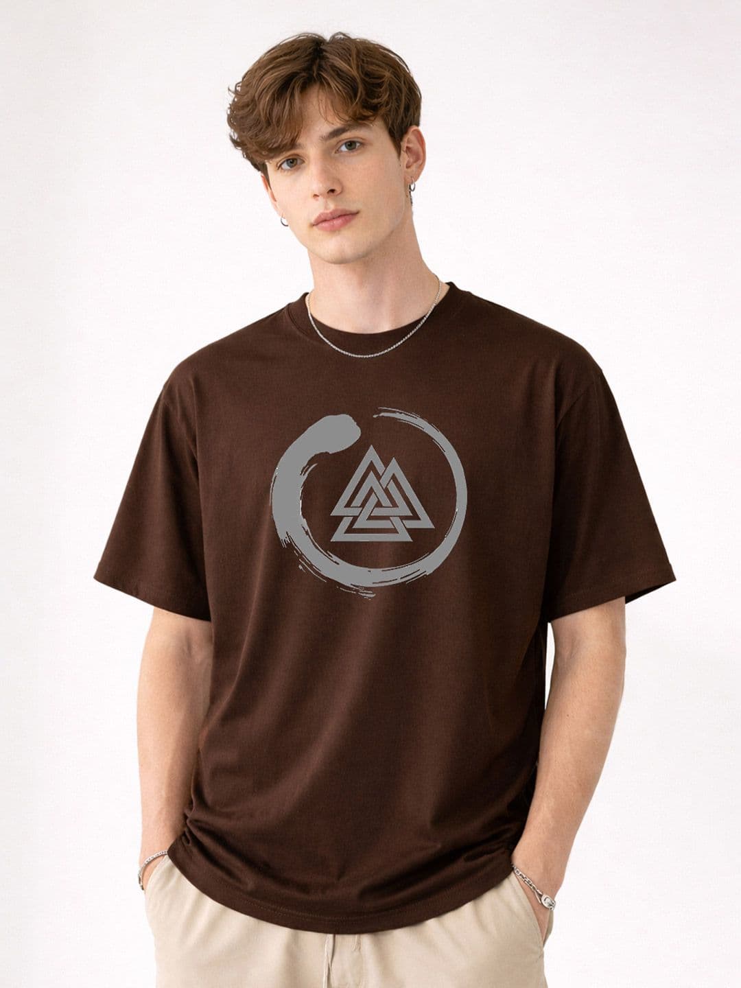 Mast & Harbour Graphic Printed Round Neck Drop-Shoulder Sleeves Cotton Relaxed Fit T-Shirt - view 1