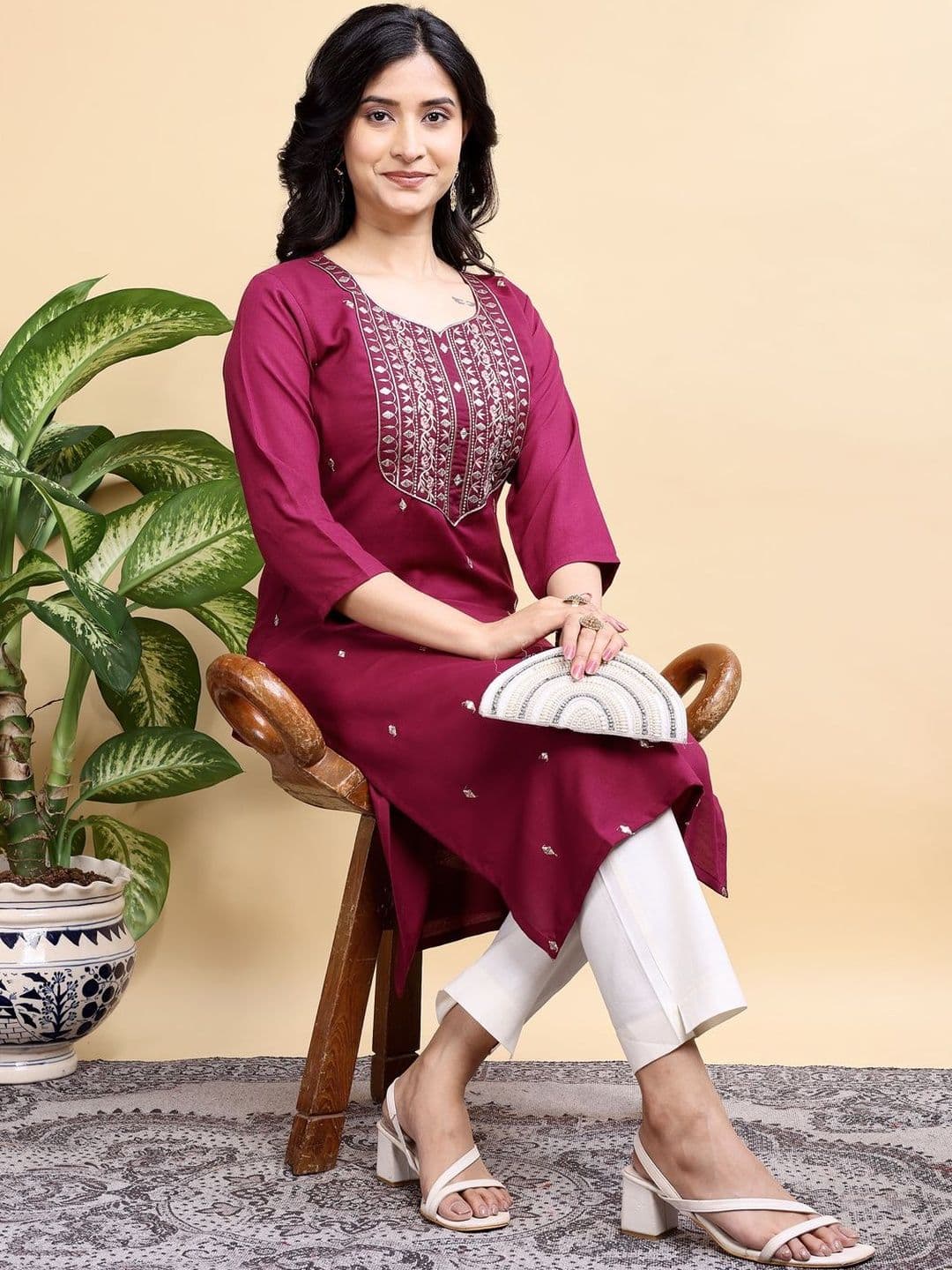 Shree Ramkrishna Fab Women Embroidered Kurta - view 1