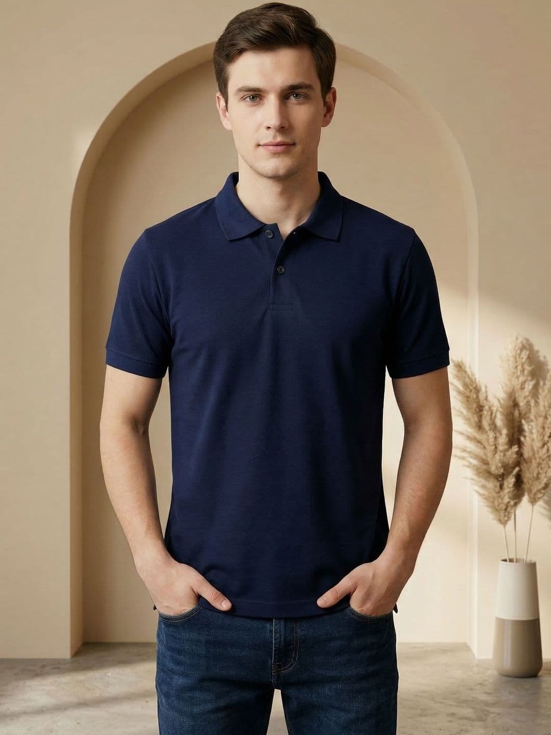 R.Code by The Roadster Life Co. Men Polo Collar T-shirt - view 1