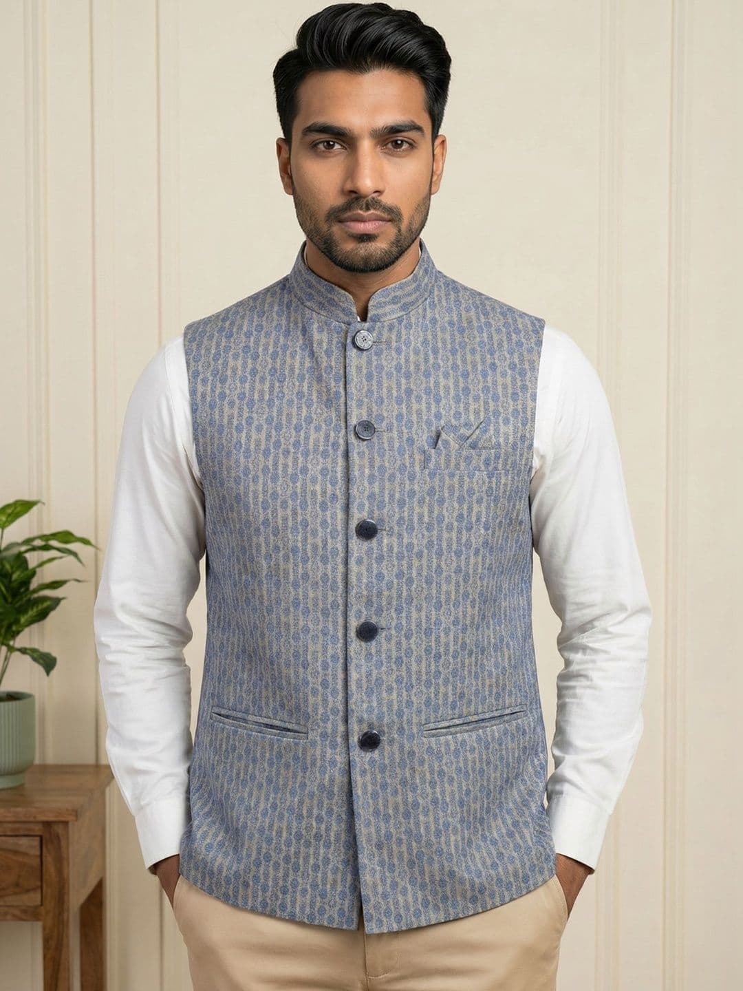 HERE&NOW Printed Woven Nehru Jackets - view 1