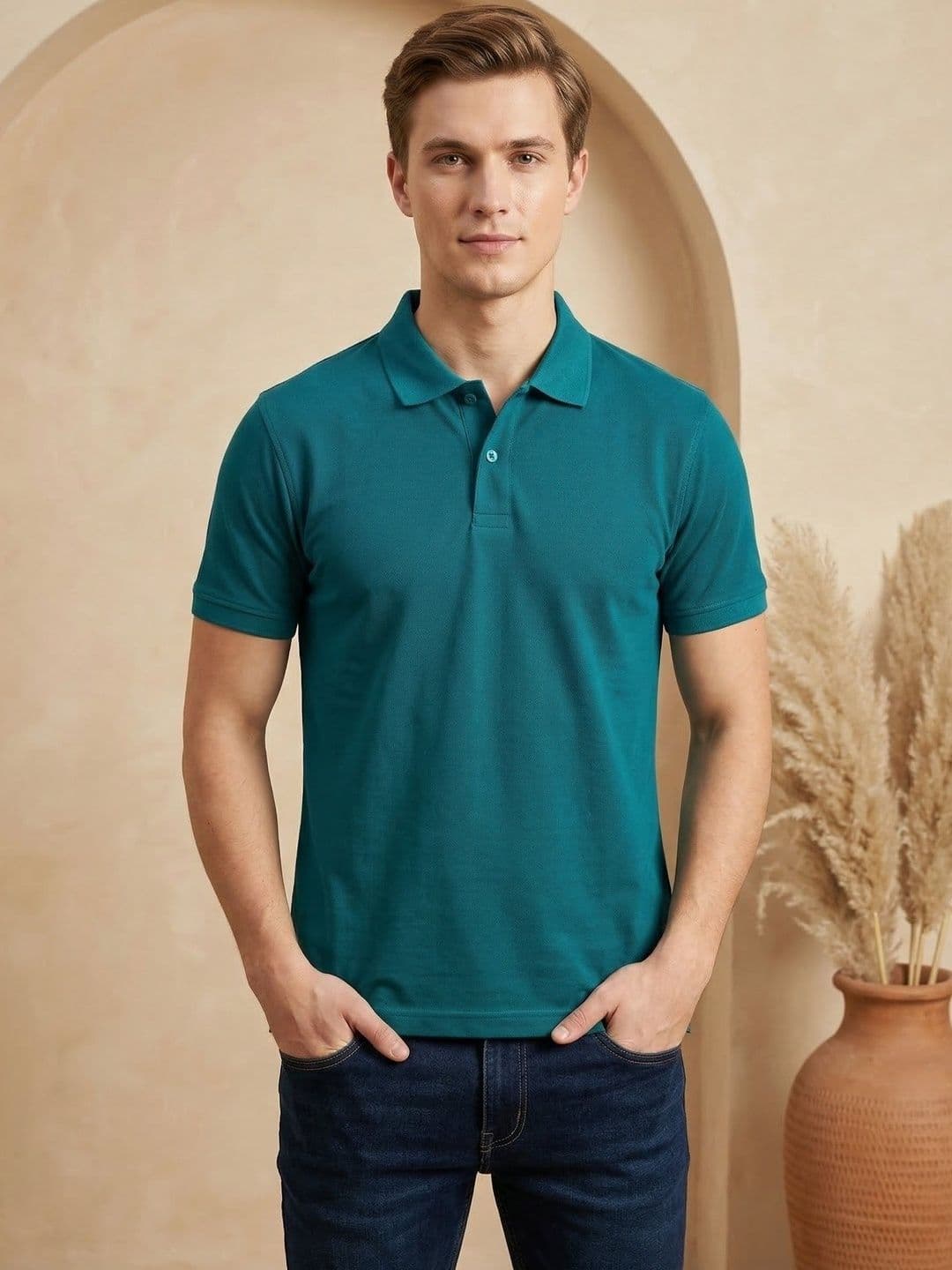 R.Code by The Roadster Life Co. Men Polo Collar T-shirt - view 1