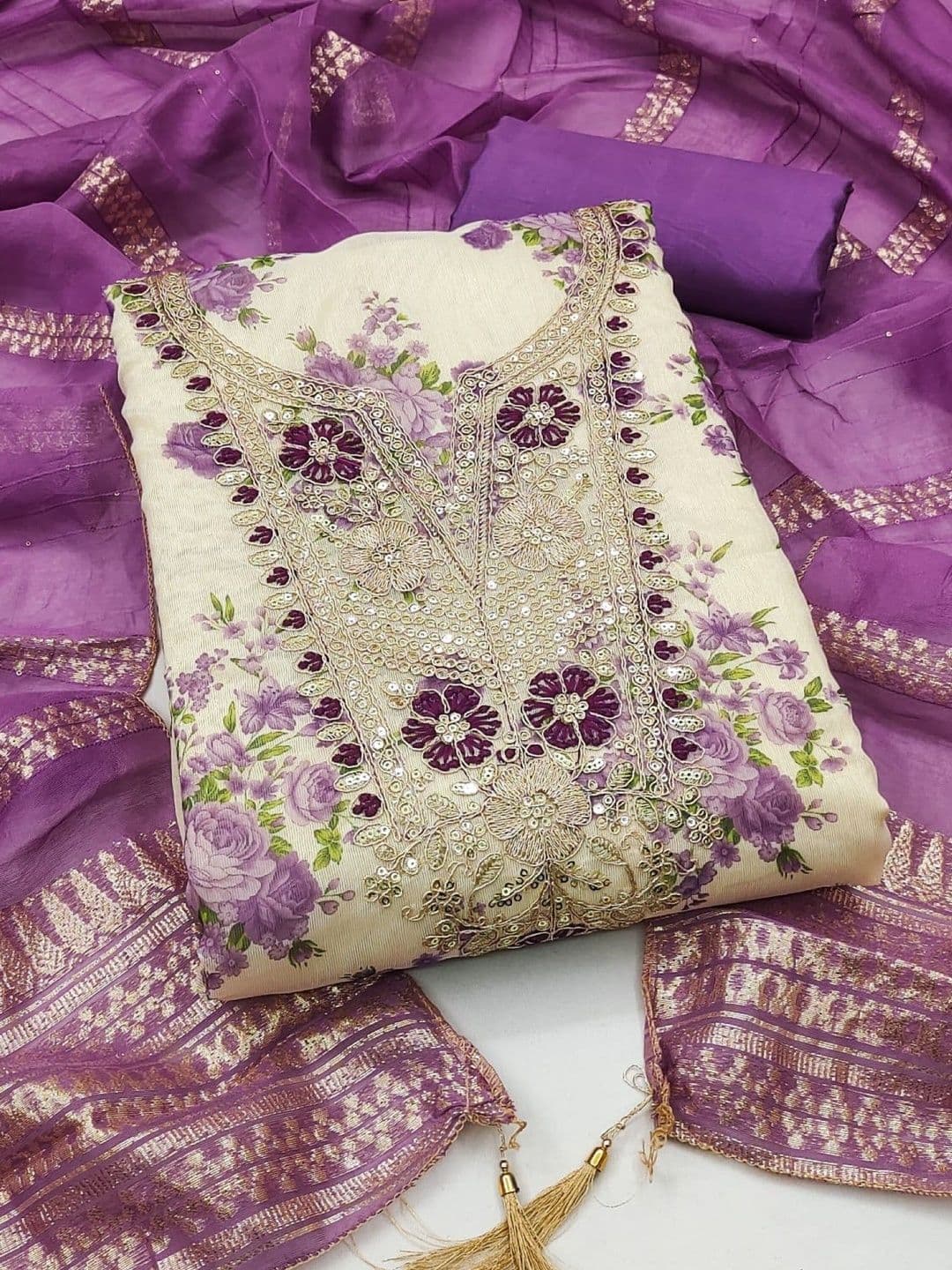 Dhaaga Ghar Embroidered Unstitched Dress Material - view 1