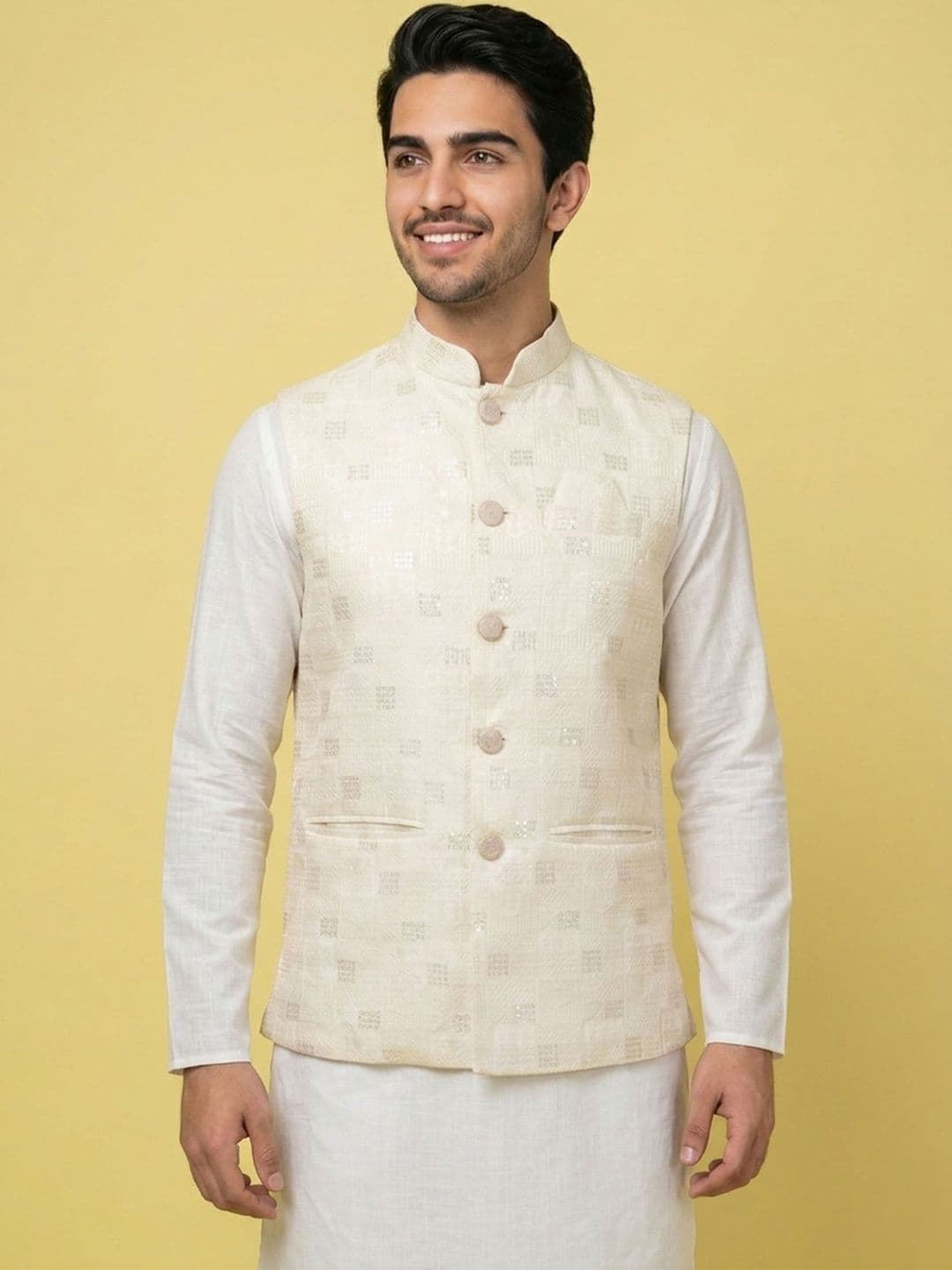 HERE&NOW Embroidered Woven Nehru Jackets - view 1