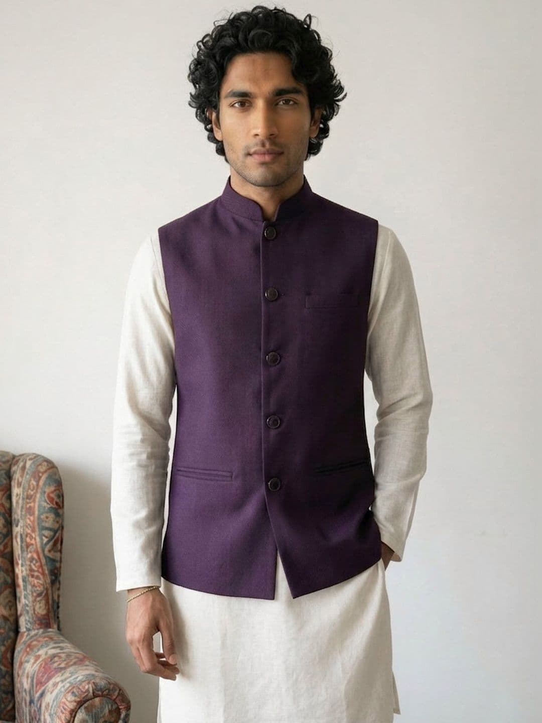 HERE&NOW Woven Nehru Jackets - view 1