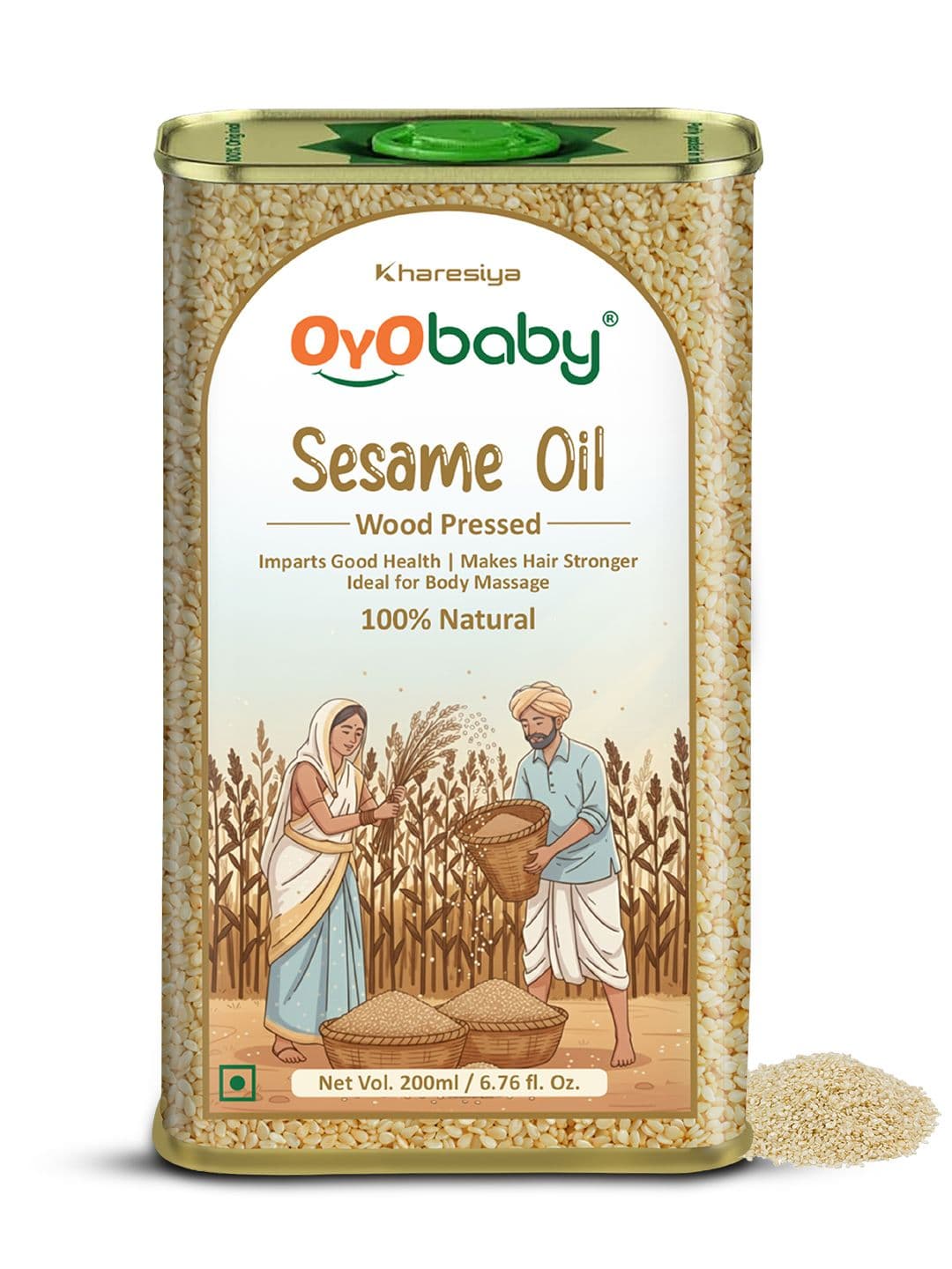 OyO Baby Wood Pressed Pure Natural Sesame Oil Extract With Kachi Ghani - 200ml - view 1