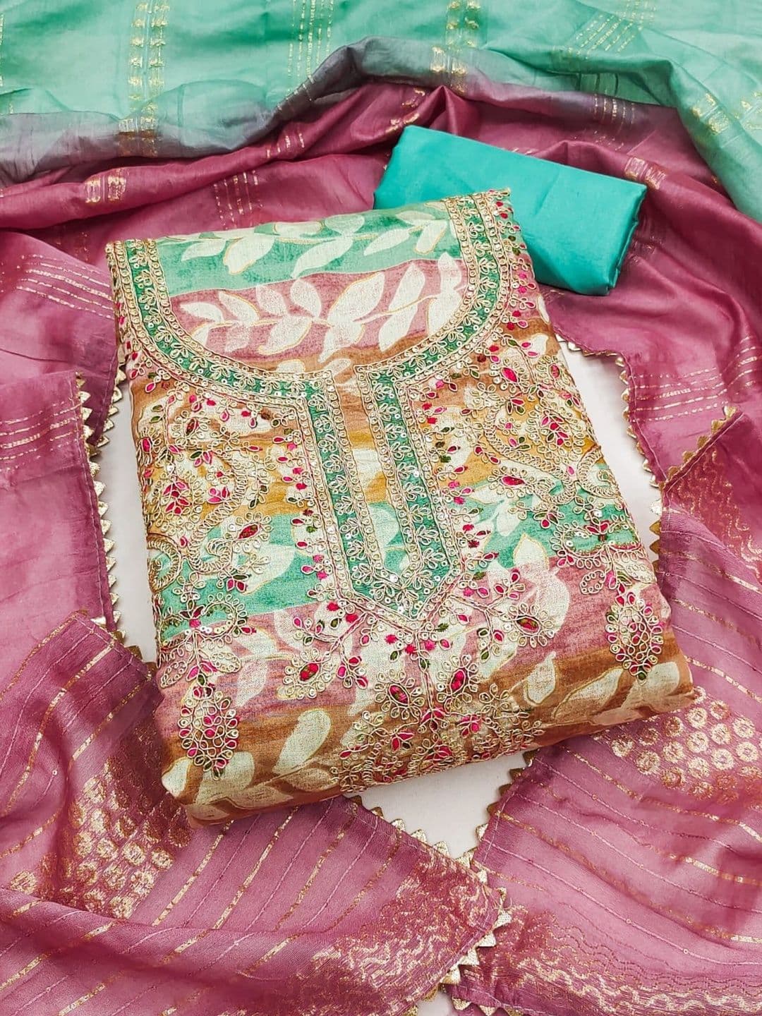Dhaaga Ghar Embroidered Unstitched Dress Material - view 1