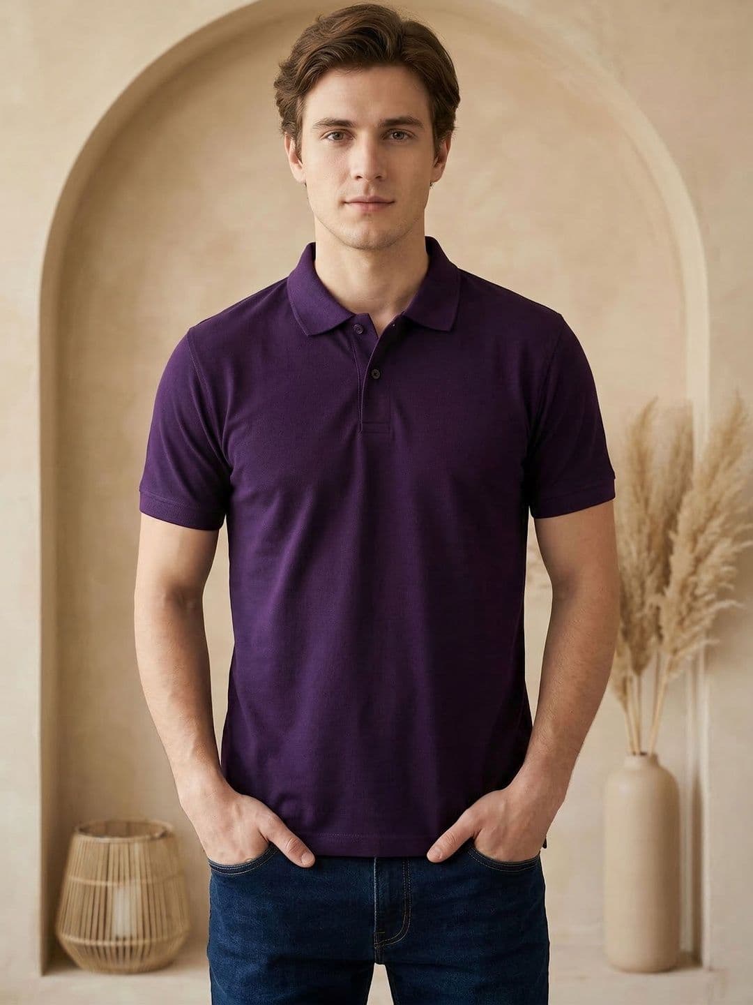 R.Code by The Roadster Life Co. Men Polo Collar T-shirt - view 1