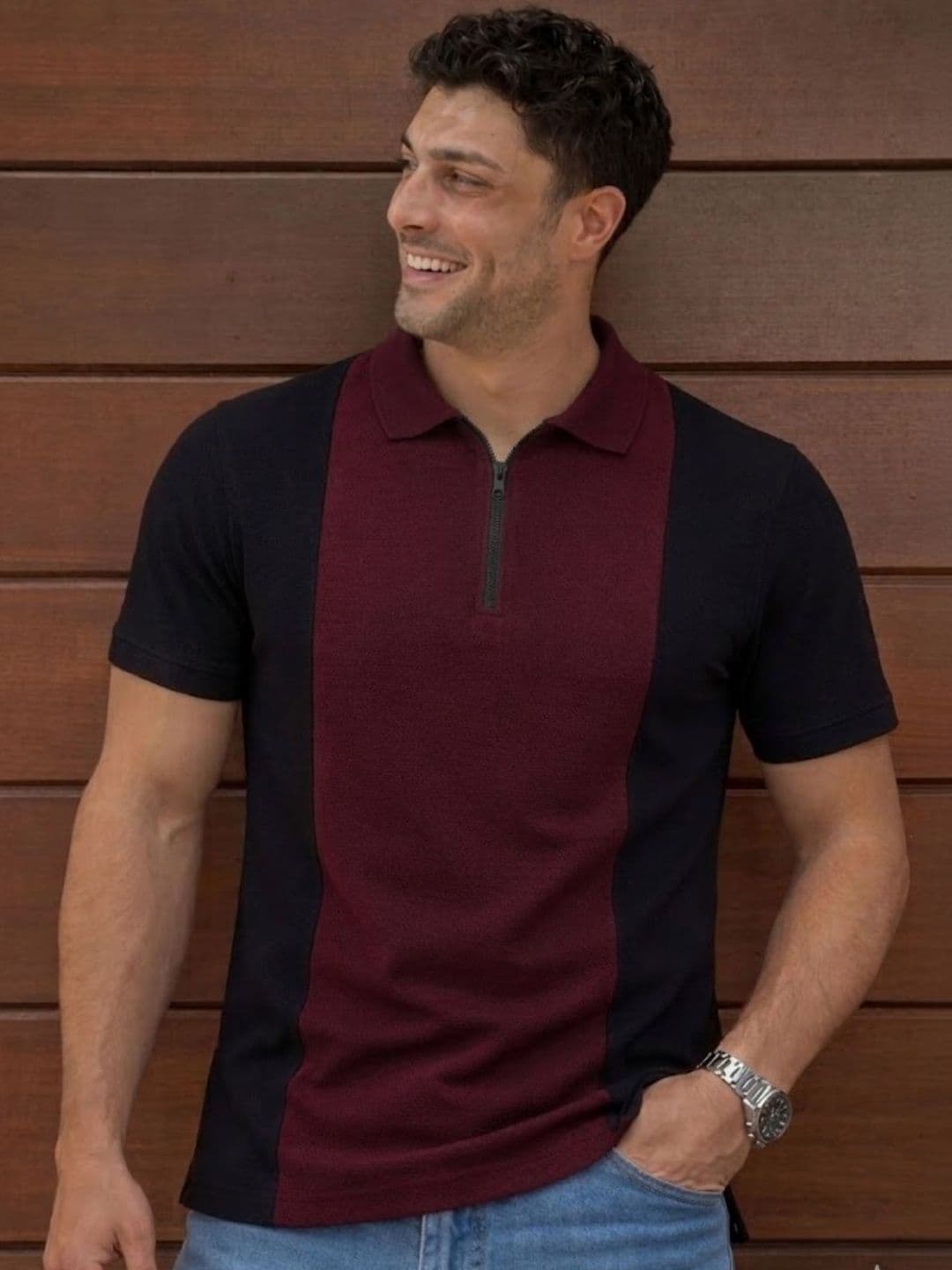 Metronaut Men Colourblocked Polo Collar T-shirt - view 1