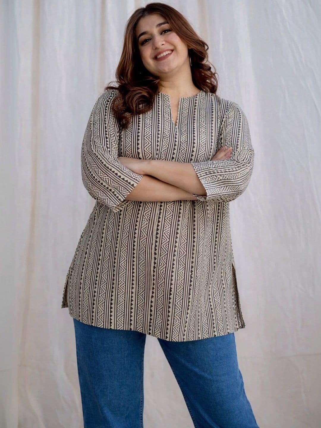 NG NIROMIKA Floral Printed Boat Neck Kurti - view 1