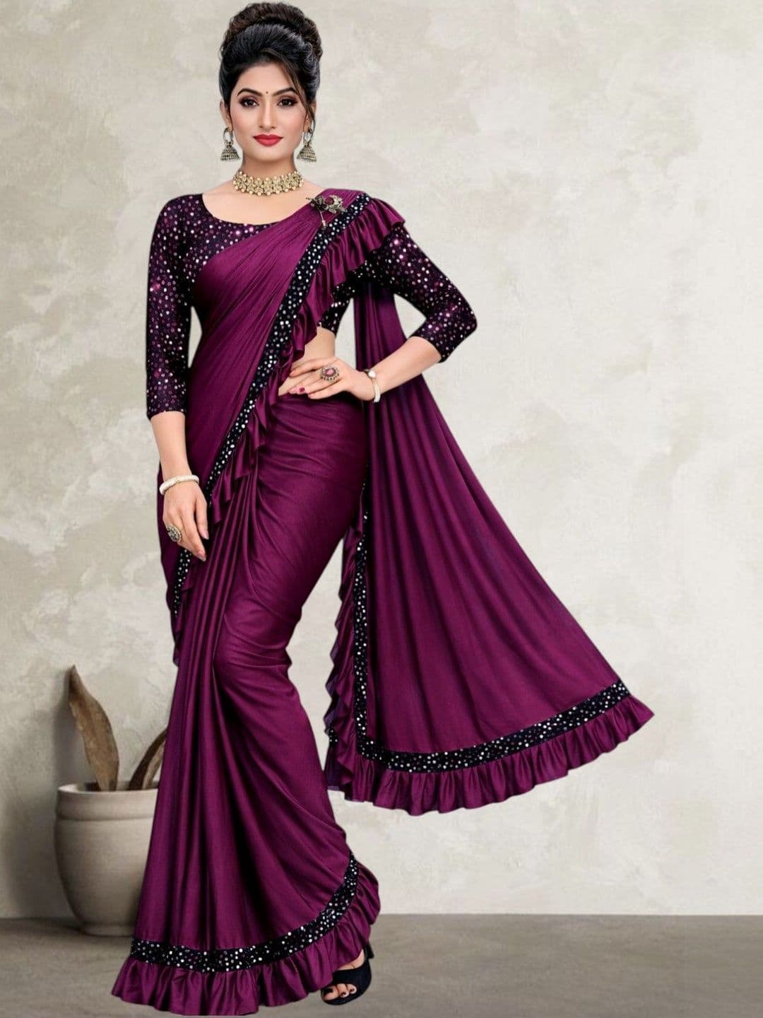 VIJAYA VALLABH Sequinned Saree - view 1