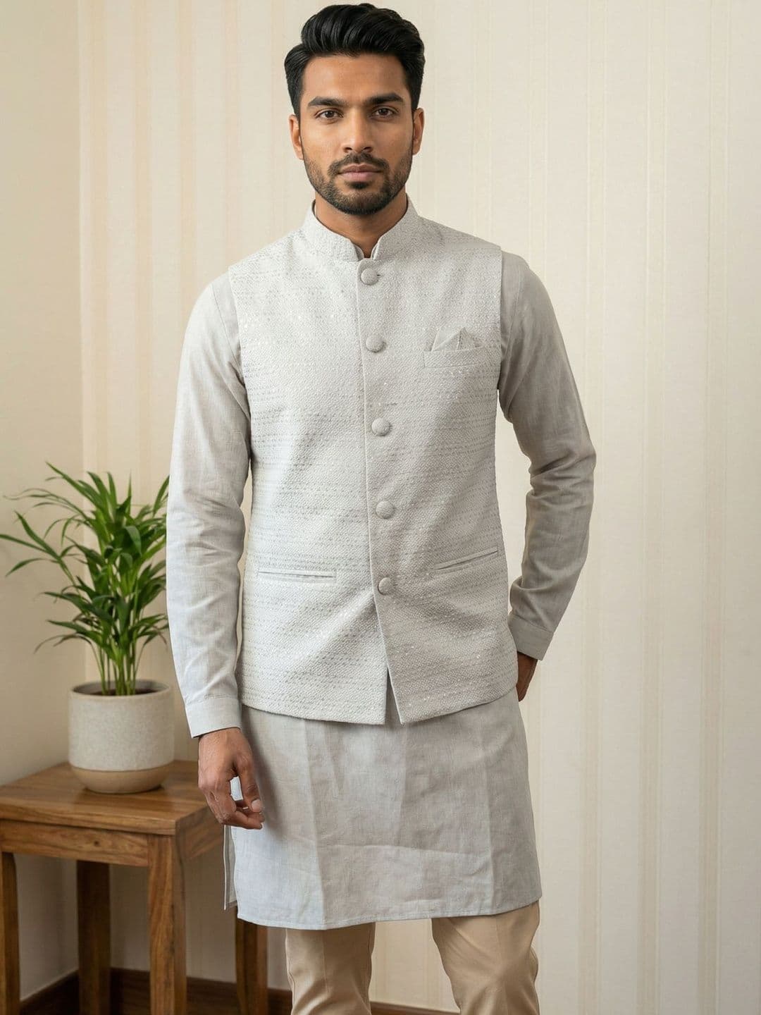 HERE&NOW Men Embroidered Nehru Jackets - view 1