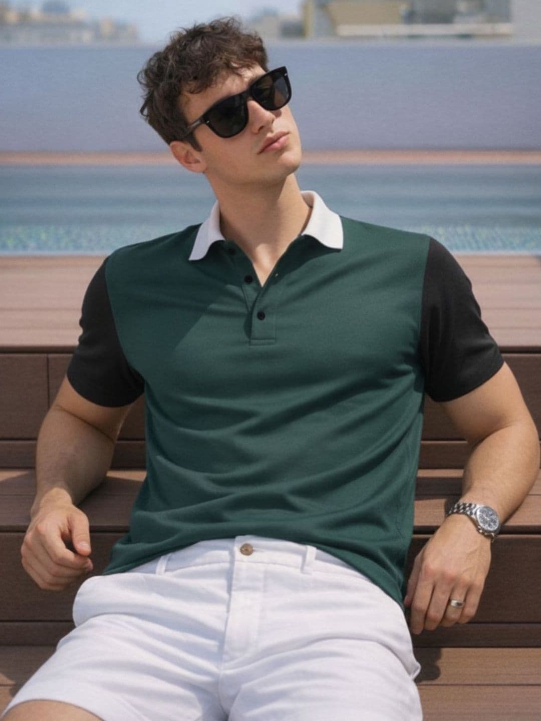 Metronaut Men Colourblocked Polo Collar T-shirt - view 1