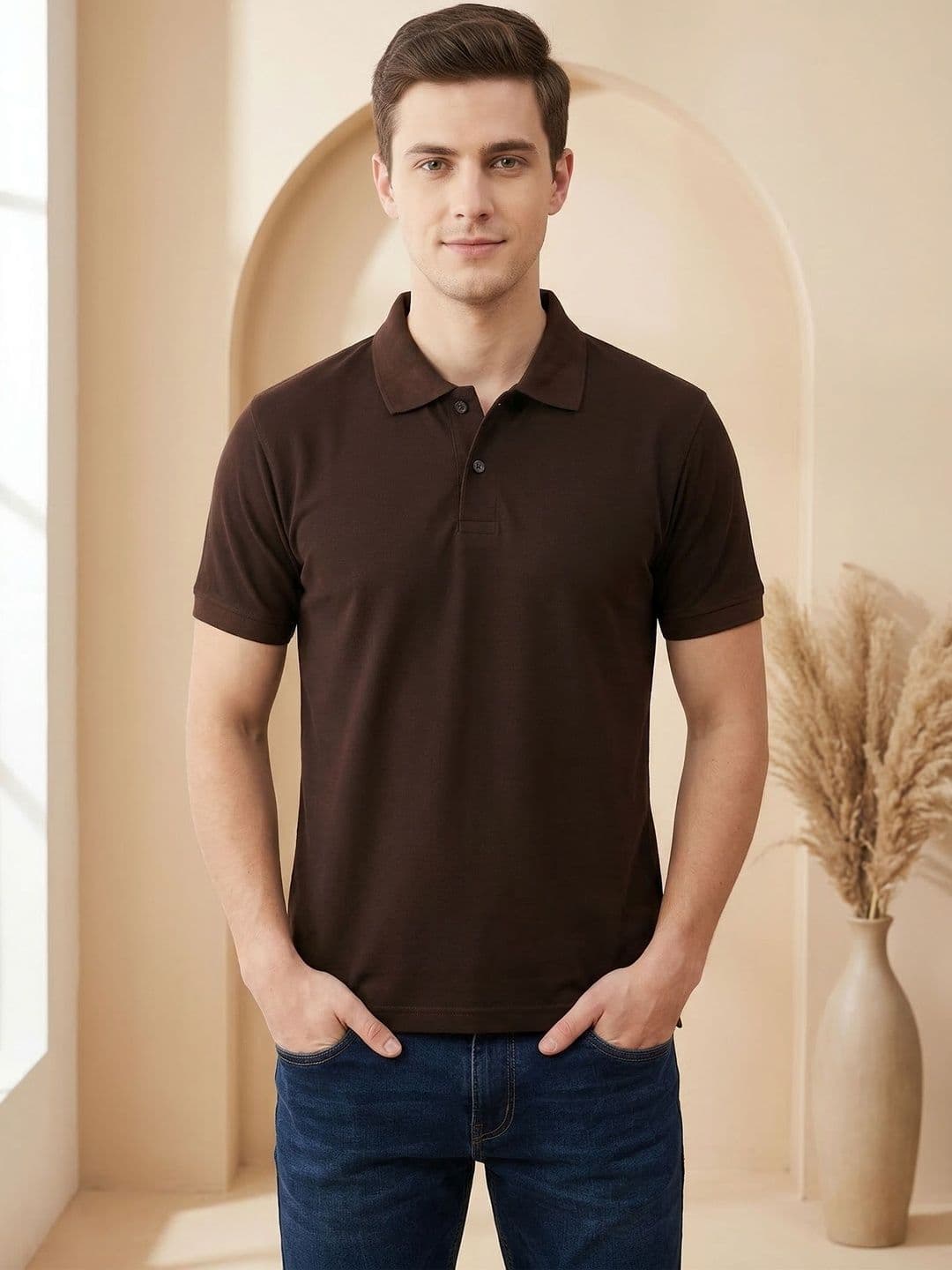 R.Code by The Roadster Life Co. Men Polo Collar T-shirt - view 1