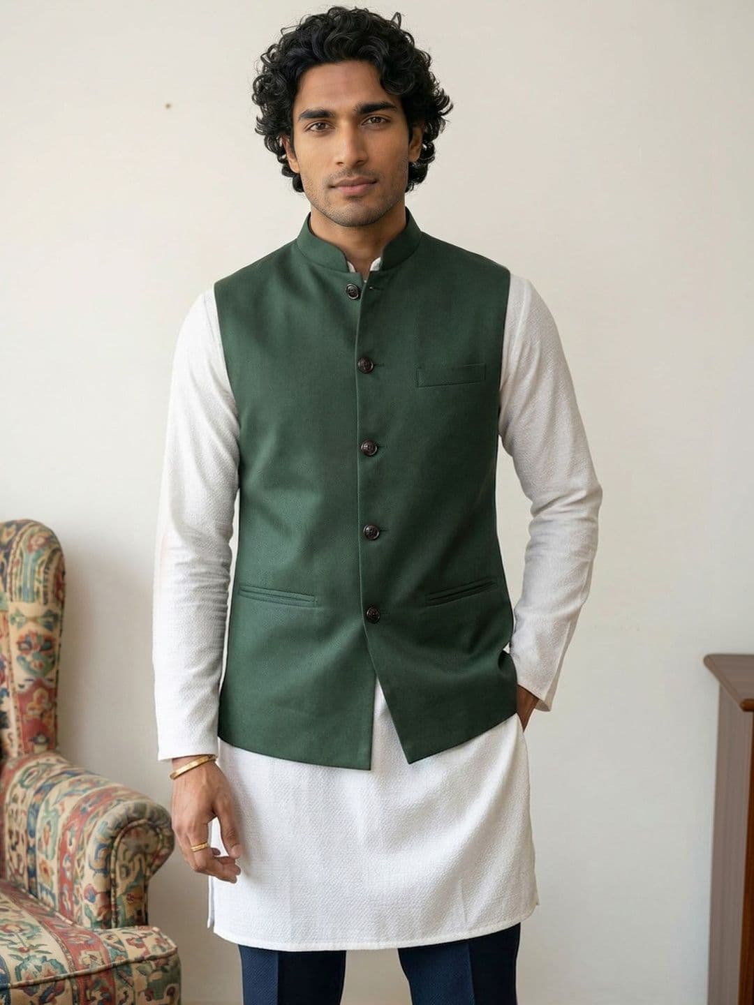 HERE&NOW Woven Nehru Jackets - view 1