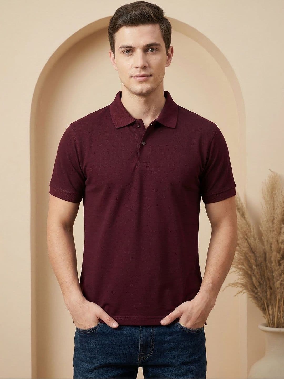 R.Code by The Roadster Life Co. Men Polo Collar T-shirt - view 1